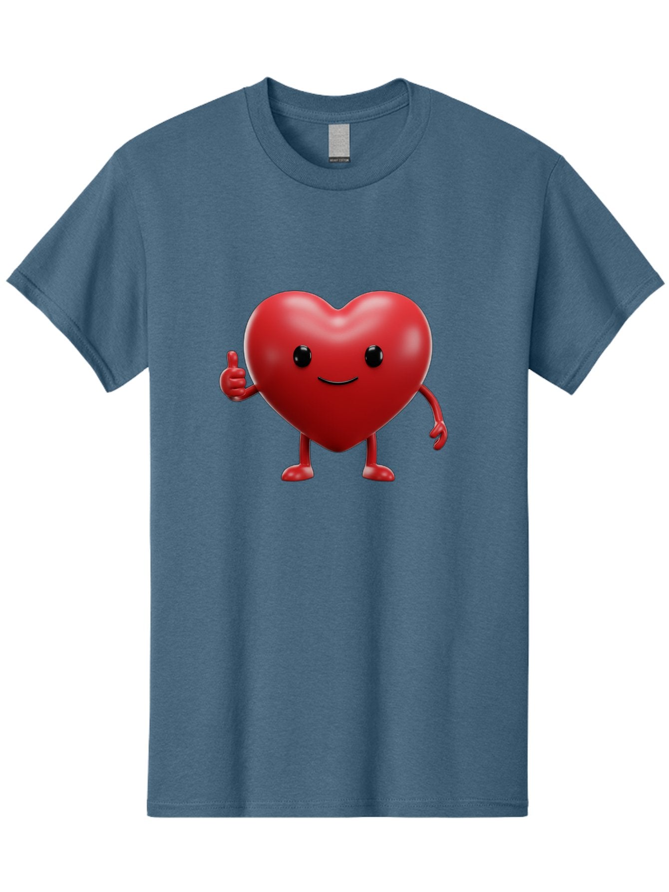 Happy-Heart Men'S Graphic Tee, 100% Cotton, Comfortable Casual Summer Wear, Machine Washable, Red Heart Character, Smiling Face, Thumbs Up, Cartoon Style, Heart Icon, Positive Attitude, Friendly Gesture, Love Symbol, Cute Design Bae195 6