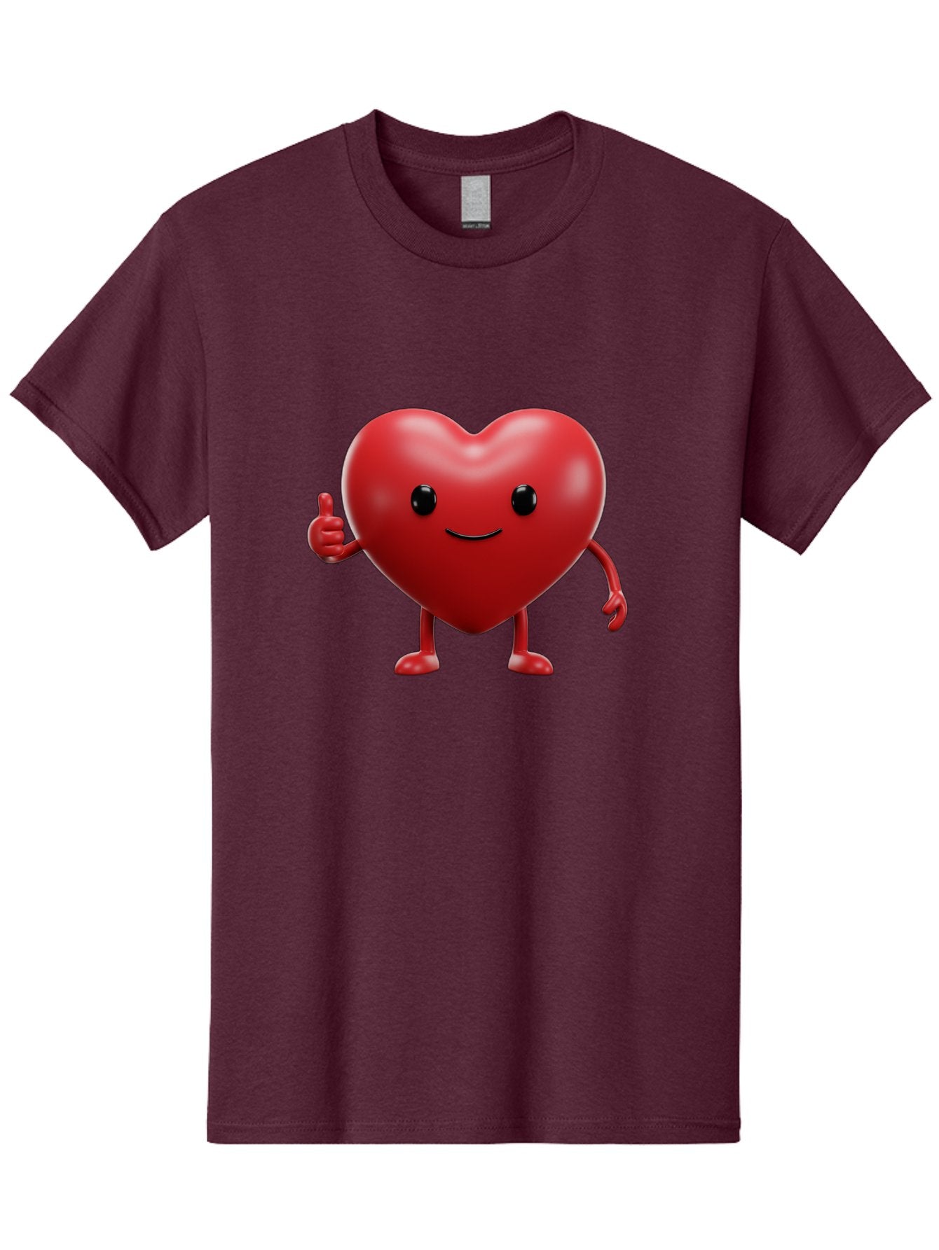 Happy-Heart Men'S Graphic Tee, 100% Cotton, Comfortable Casual Summer Wear, Machine Washable, Red Heart Character, Smiling Face, Thumbs Up, Cartoon Style, Heart Icon, Positive Attitude, Friendly Gesture, Love Symbol, Cute Design Bae195 15