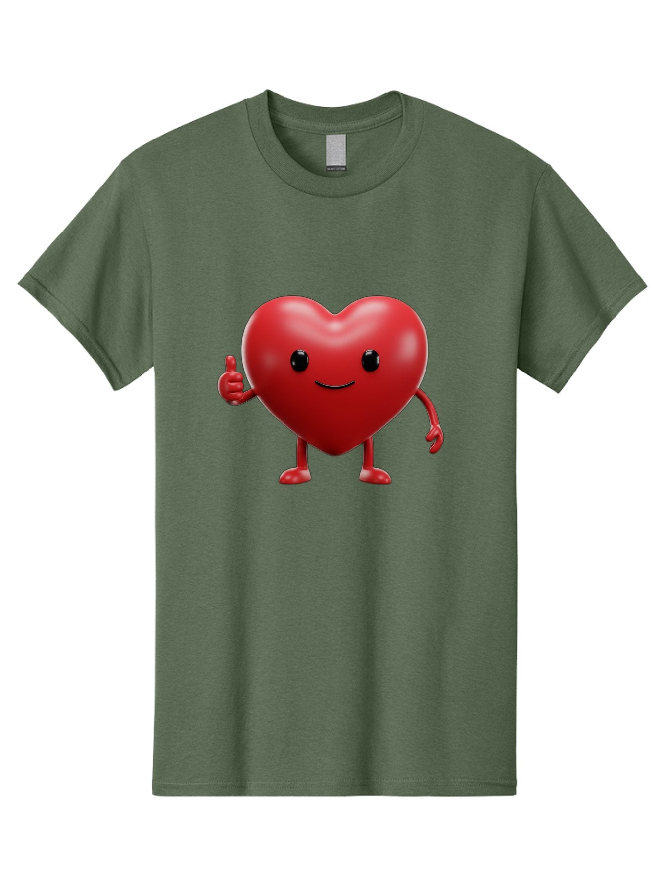 Happy-Heart Men'S Graphic Tee, 100% Cotton, Comfortable Casual Summer Wear, Machine Washable, Red Heart Character, Smiling Face, Thumbs Up, Cartoon Style, Heart Icon, Positive Attitude, Friendly Gesture, Love Symbol, Cute Design Bae195 10