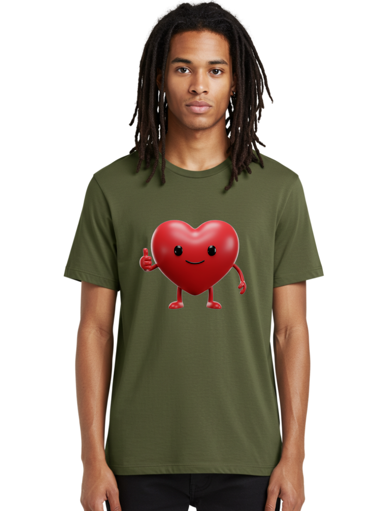Happy-Heart Men'S Graphic Tee, 100% Cotton, Comfortable Casual Summer Wear, Machine Washable, Red Heart Character, Smiling Face, Thumbs Up, Cartoon Style, Heart Icon, Positive Attitude, Friendly Gesture, Love Symbol, Cute Design Bae195 29
