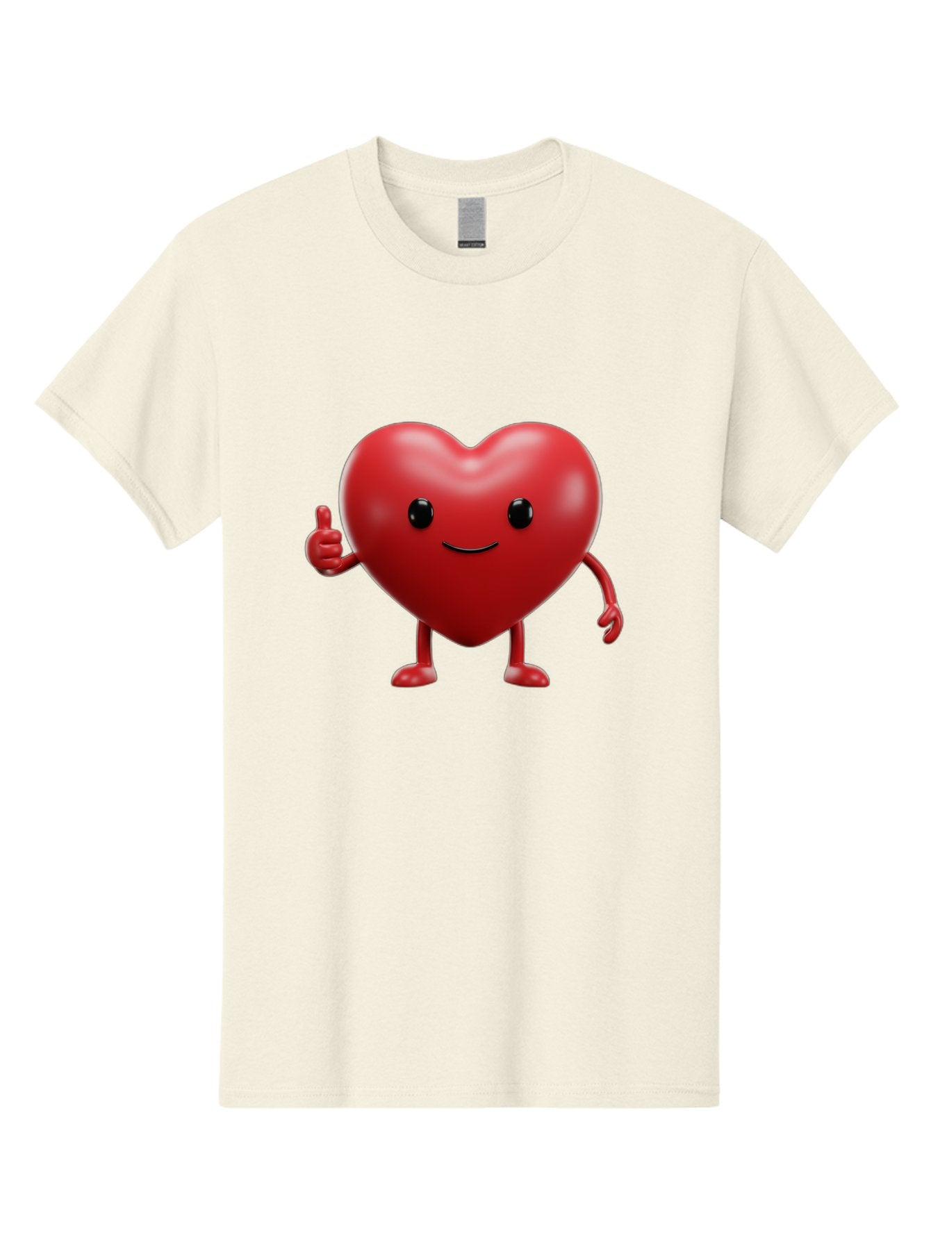 Happy-Heart Men'S Graphic Tee, 100% Cotton, Comfortable Casual Summer Wear, Machine Washable, Red Heart Character, Smiling Face, Thumbs Up, Cartoon Style, Heart Icon, Positive Attitude, Friendly Gesture, Love Symbol, Cute Design Bae195 3