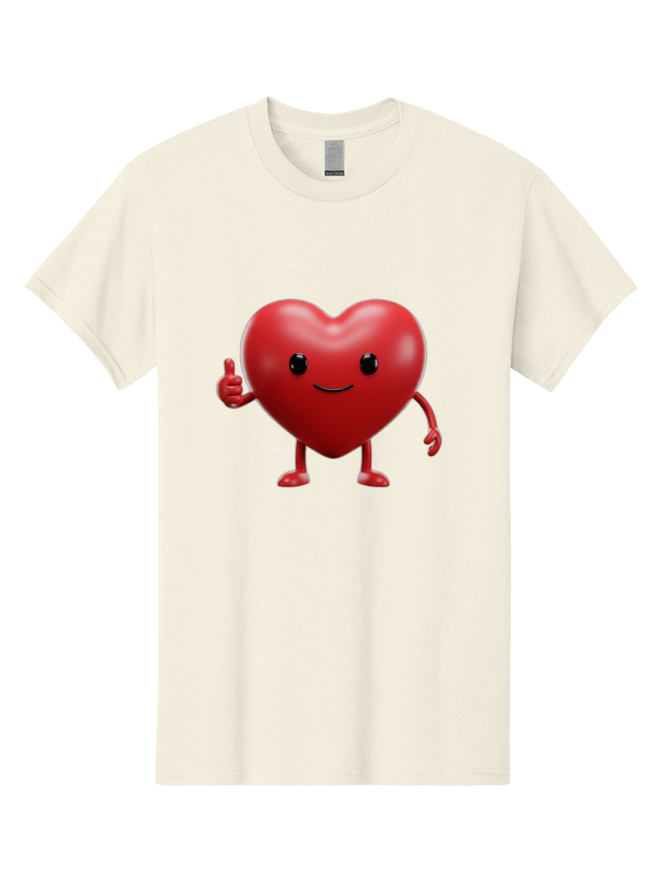 Happy-Heart Men'S Graphic Tee, 100% Cotton, Comfortable Casual Summer Wear, Machine Washable, Red Heart Character, Smiling Face, Thumbs Up, Cartoon Style, Heart Icon, Positive Attitude, Friendly Gesture, Love Symbol, Cute Design Bae195 9