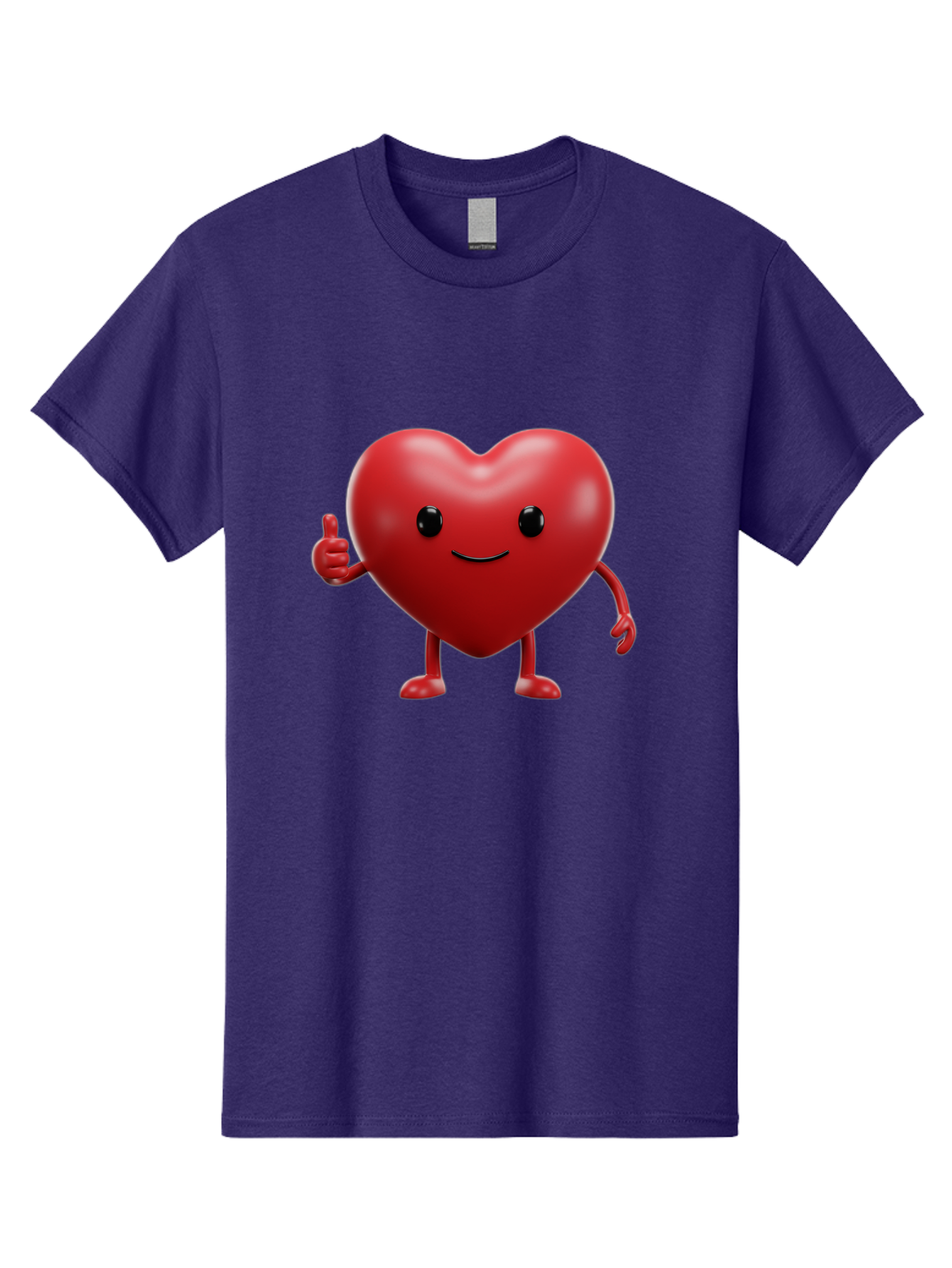 Happy-Heart Men'S Graphic Tee, 100% Cotton, Comfortable Casual Summer Wear, Machine Washable, Red Heart Character, Smiling Face, Thumbs Up, Cartoon Style, Heart Icon, Positive Attitude, Friendly Gesture, Love Symbol, Cute Design Bae195 8
