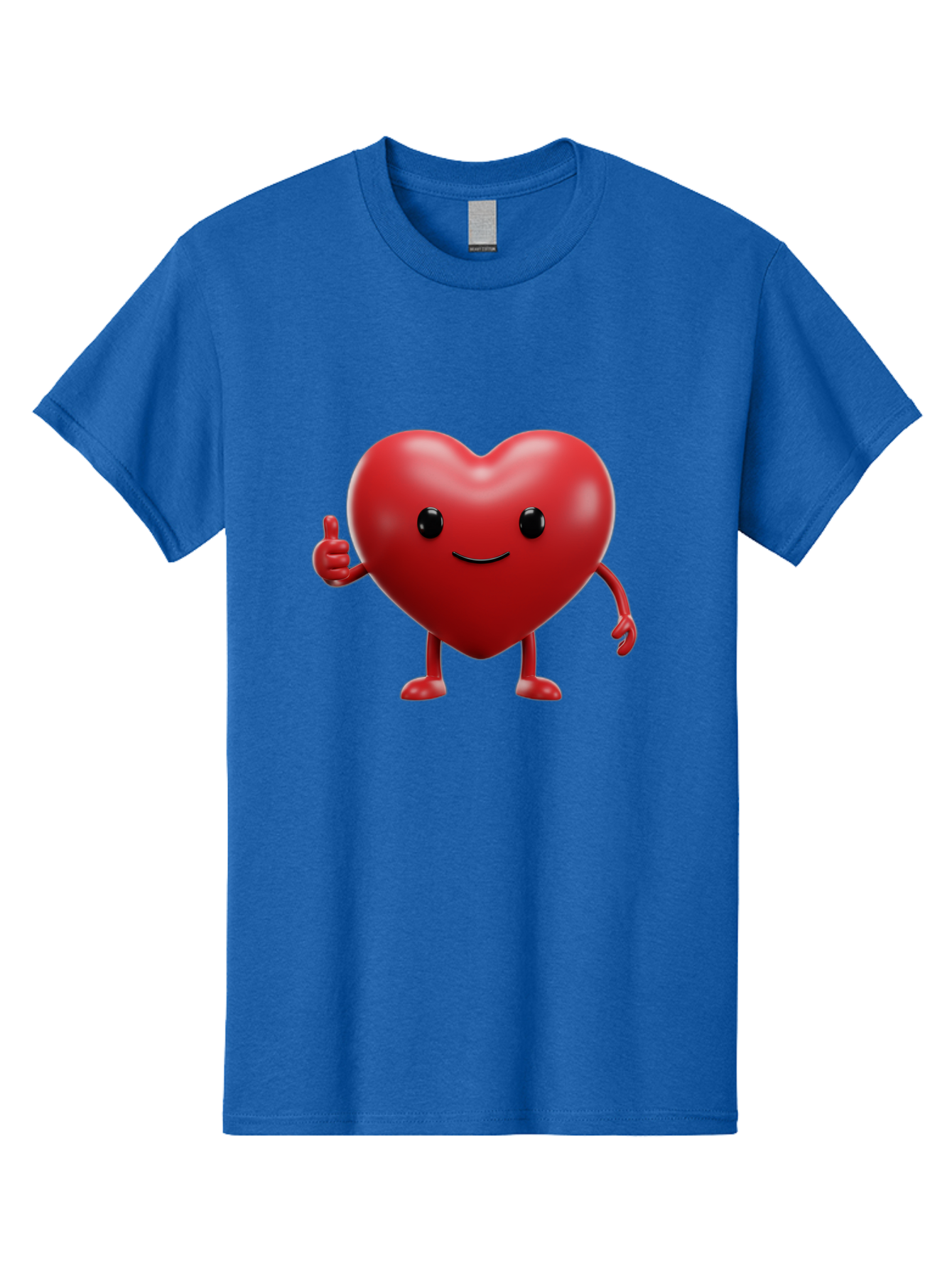Happy-Heart Men'S Graphic Tee, 100% Cotton, Comfortable Casual Summer Wear, Machine Washable, Red Heart Character, Smiling Face, Thumbs Up, Cartoon Style, Heart Icon, Positive Attitude, Friendly Gesture, Love Symbol, Cute Design Bae195 15