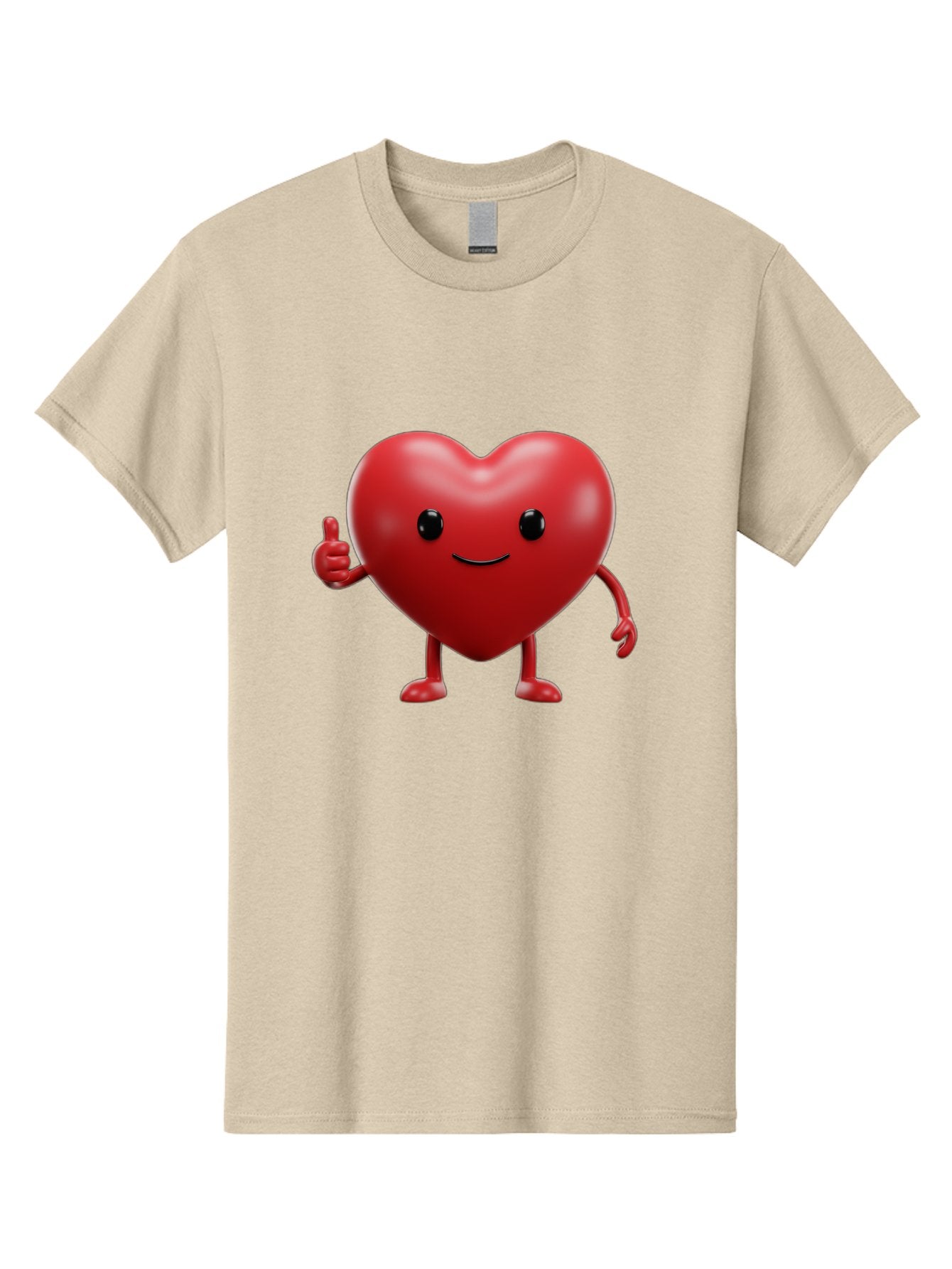Happy-Heart Men'S Graphic Tee, 100% Cotton, Comfortable Casual Summer Wear, Machine Washable, Red Heart Character, Smiling Face, Thumbs Up, Cartoon Style, Heart Icon, Positive Attitude, Friendly Gesture, Love Symbol, Cute Design Bae195 9