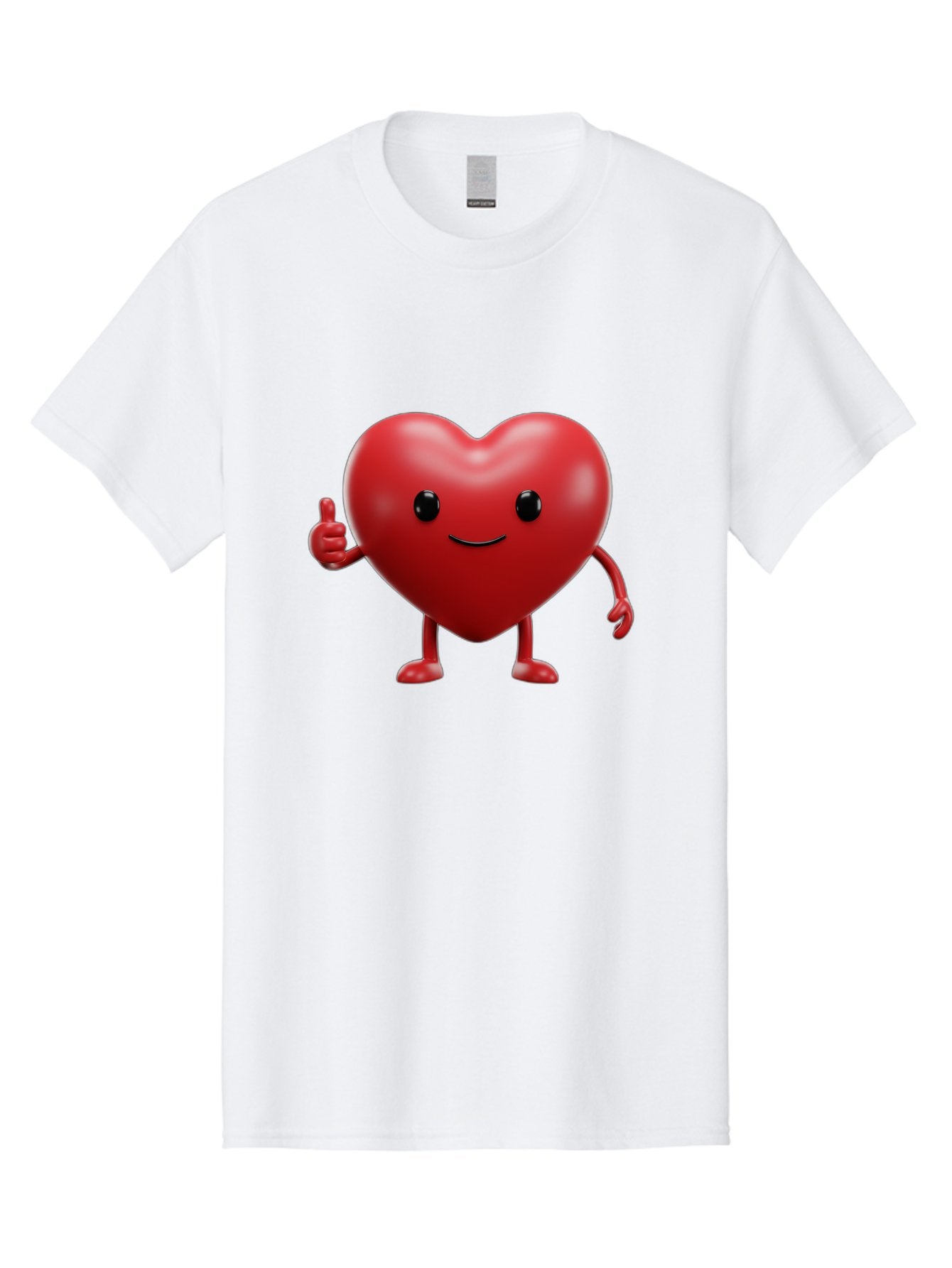 Happy-Heart Men'S Graphic Tee, 100% Cotton, Comfortable Casual Summer Wear, Machine Washable, Red Heart Character, Smiling Face, Thumbs Up, Cartoon Style, Heart Icon, Positive Attitude, Friendly Gesture, Love Symbol, Cute Design Bae195 14