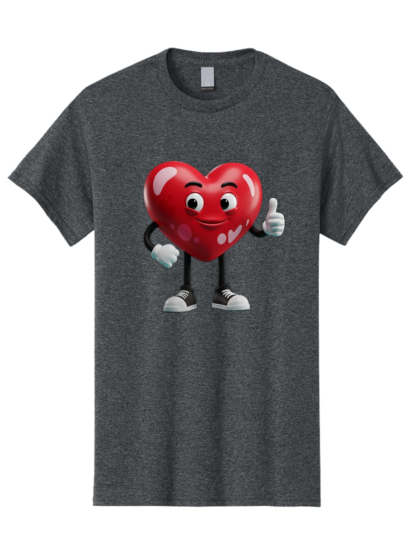 Heart-Character Men'S Graphic Tee, 100% Cotton, Comfortable Casual Summer Wear, Machine Washable, Cartoon Heart, Red Heart, Smiling Face, Thumbs Up, Approval, Positivity, Love, Happiness, Friendship, Gesture Of Approval, Cartoon Character Bae197 8