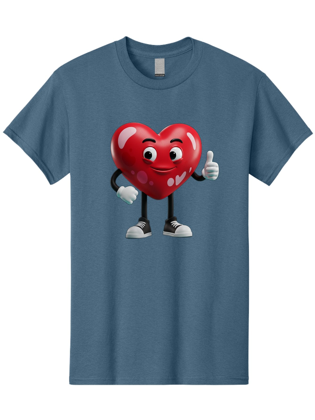 Heart-Character Men'S Graphic Tee, 100% Cotton, Comfortable Casual Summer Wear, Machine Washable, Cartoon Heart, Red Heart, Smiling Face, Thumbs Up, Approval, Positivity, Love, Happiness, Friendship, Gesture Of Approval, Cartoon Character Bae197 9