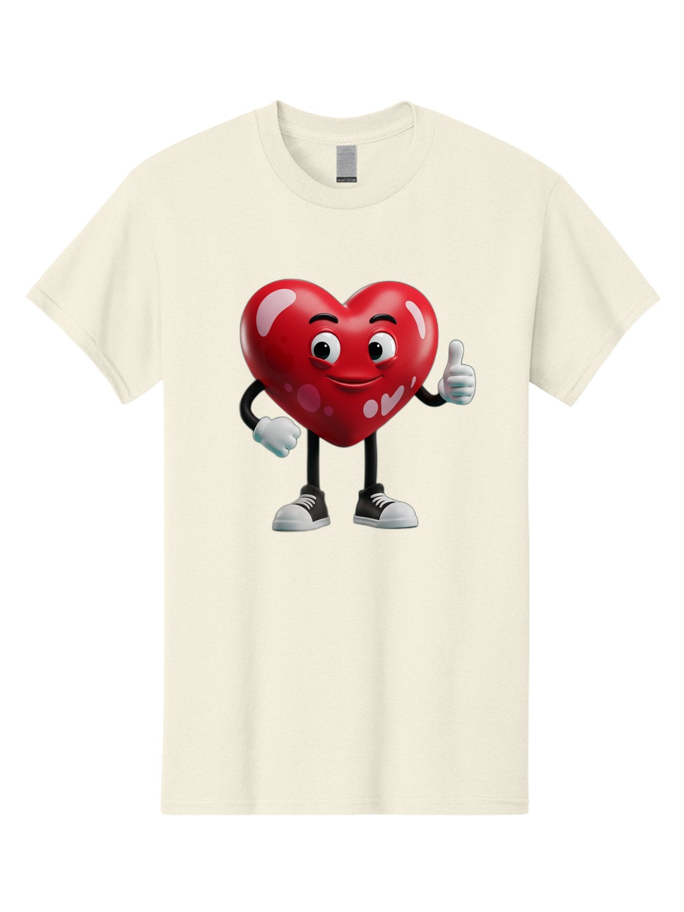 Heart-Character Men'S Graphic Tee, 100% Cotton, Comfortable Casual Summer Wear, Machine Washable, Cartoon Heart, Red Heart, Smiling Face, Thumbs Up, Approval, Positivity, Love, Happiness, Friendship, Gesture Of Approval, Cartoon Character Bae197 11