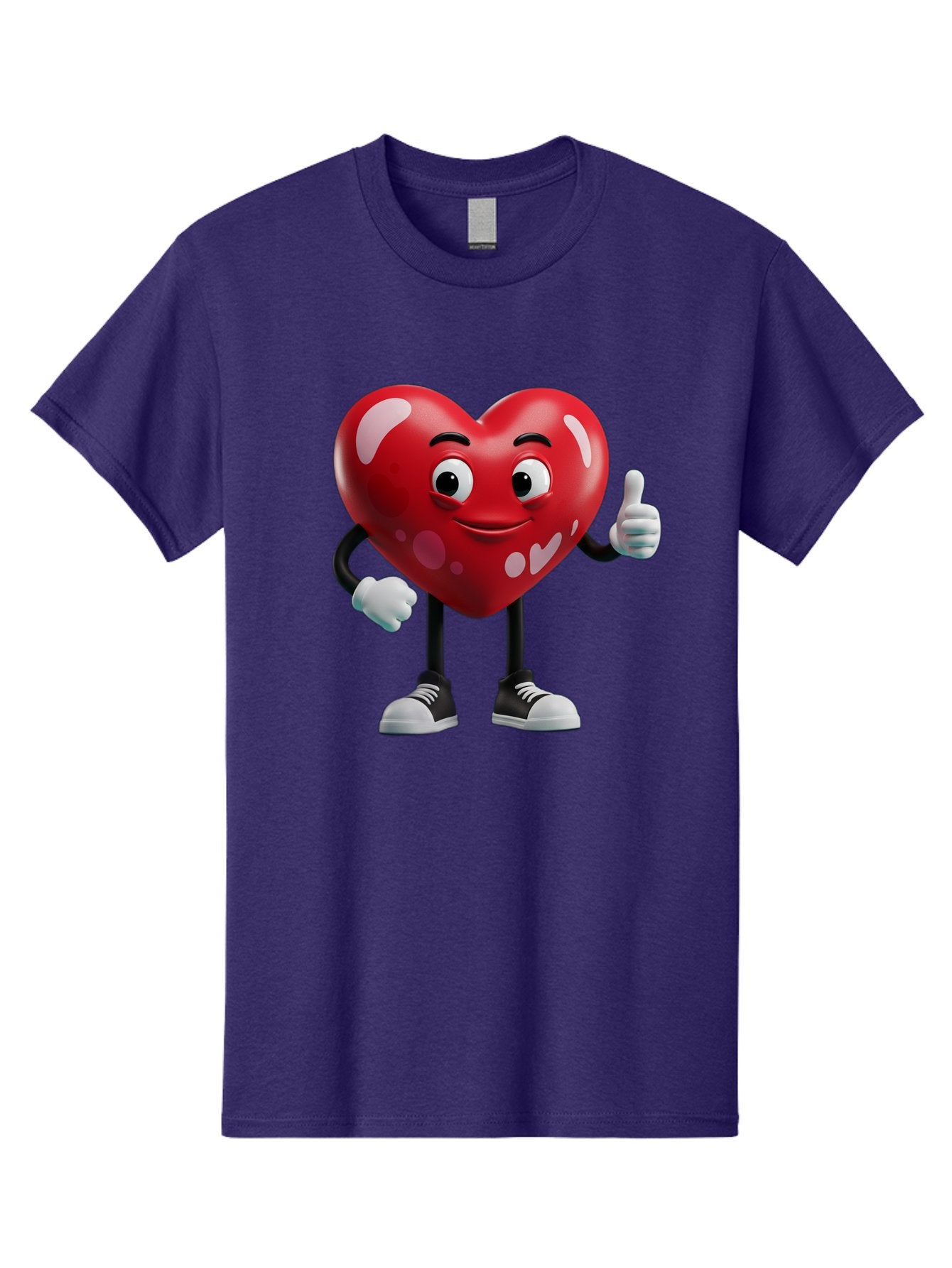 Heart-Character Men'S Graphic Tee, 100% Cotton, Comfortable Casual Summer Wear, Machine Washable, Cartoon Heart, Red Heart, Smiling Face, Thumbs Up, Approval, Positivity, Love, Happiness, Friendship, Gesture Of Approval, Cartoon Character Bae197 15