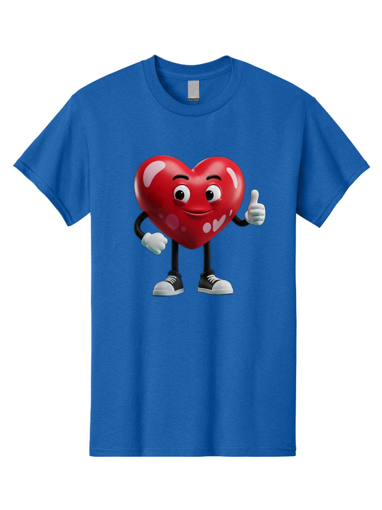 Heart-Character Men'S Graphic Tee, 100% Cotton, Comfortable Casual Summer Wear, Machine Washable, Cartoon Heart, Red Heart, Smiling Face, Thumbs Up, Approval, Positivity, Love, Happiness, Friendship, Gesture Of Approval, Cartoon Character Bae197 14