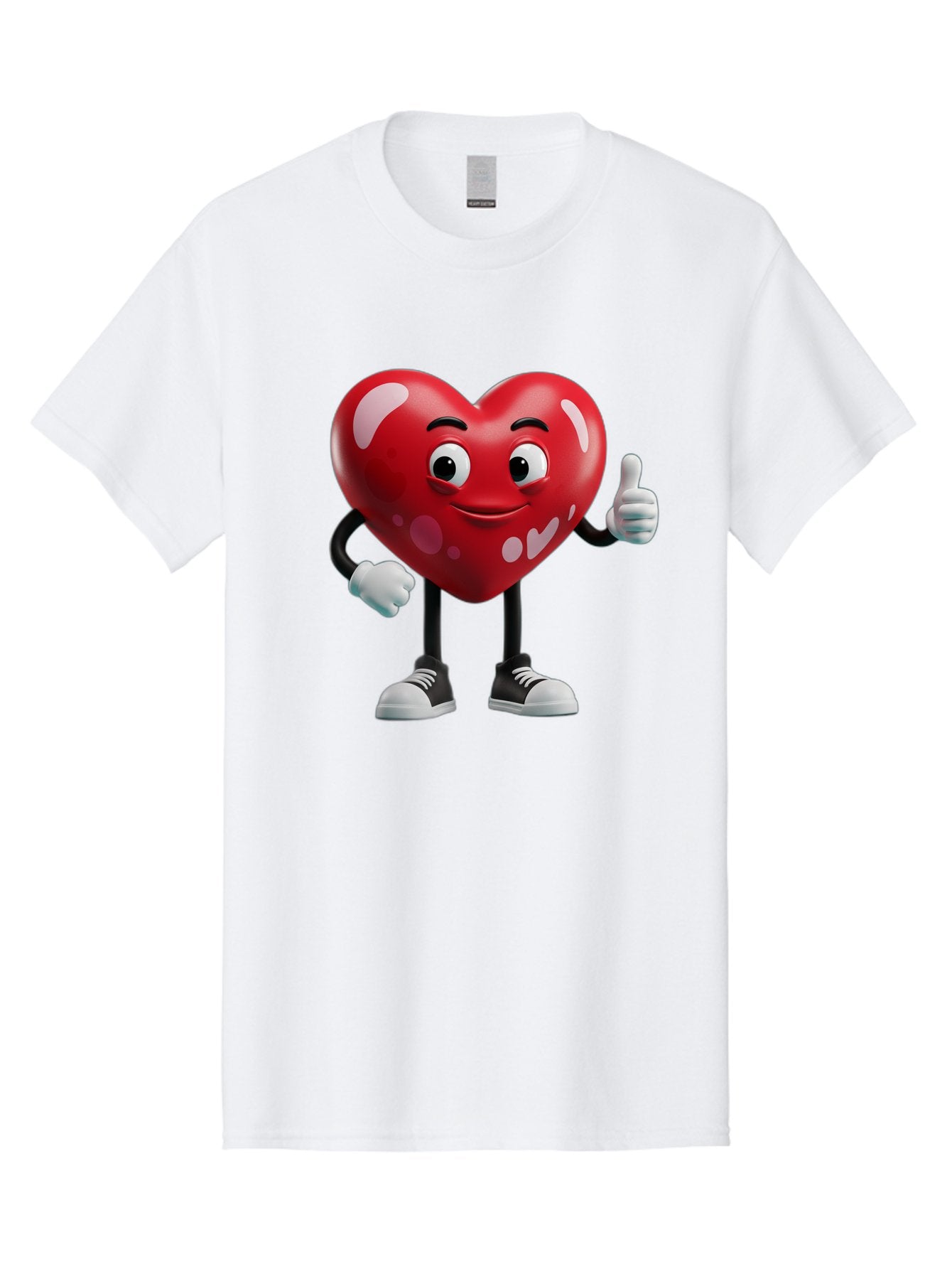 Heart-Character Men'S Graphic Tee, 100% Cotton, Comfortable Casual Summer Wear, Machine Washable, Cartoon Heart, Red Heart, Smiling Face, Thumbs Up, Approval, Positivity, Love, Happiness, Friendship, Gesture Of Approval, Cartoon Character Bae197 13