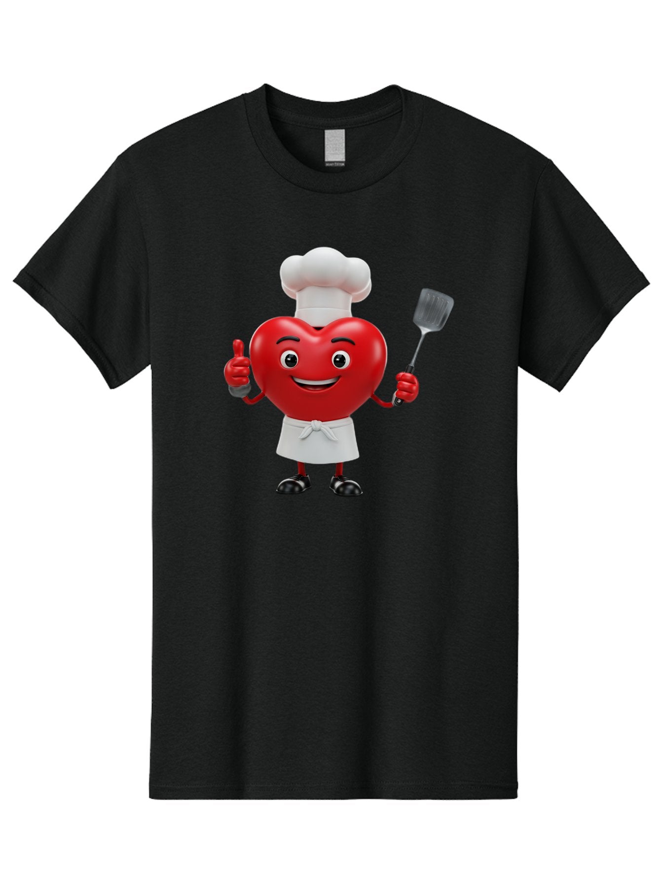 Heart-Chef Men'S Graphic Tee, 100% Cotton, Comfortable Casual Summer Wear, Machine Washable, Heart-Shaped Chef Mascot, Cooking With Love, Chef Hat, White Apron, Thumbs Up, Approval, Kitchen Tool, Culinary Delight, Cartoon Character, Bae198 3