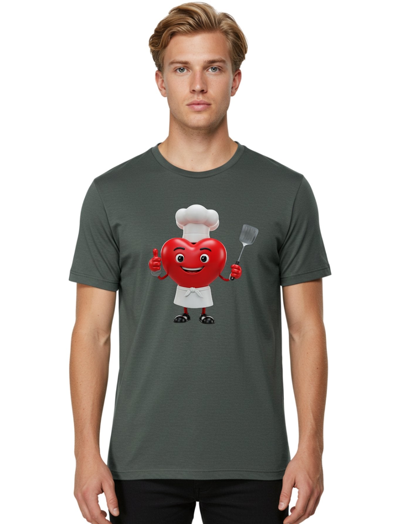 Heart-Chef Men'S Graphic Tee, 100% Cotton, Comfortable Casual Summer Wear, Machine Washable, Heart-Shaped Chef Mascot, Cooking With Love, Chef Hat, White Apron, Thumbs Up, Approval, Kitchen Tool, Culinary Delight, Cartoon Character, Bae198 29