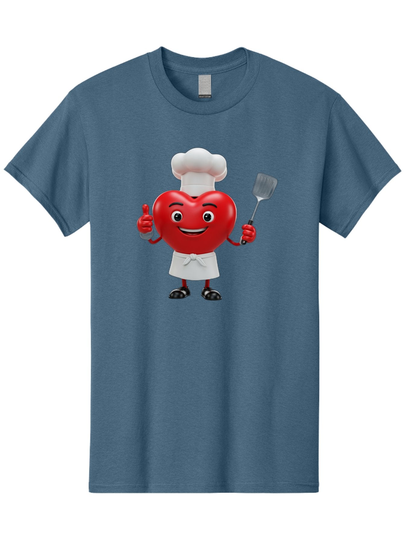 Heart-Chef Men'S Graphic Tee, 100% Cotton, Comfortable Casual Summer Wear, Machine Washable, Heart-Shaped Chef Mascot, Cooking With Love, Chef Hat, White Apron, Thumbs Up, Approval, Kitchen Tool, Culinary Delight, Cartoon Character, Bae198