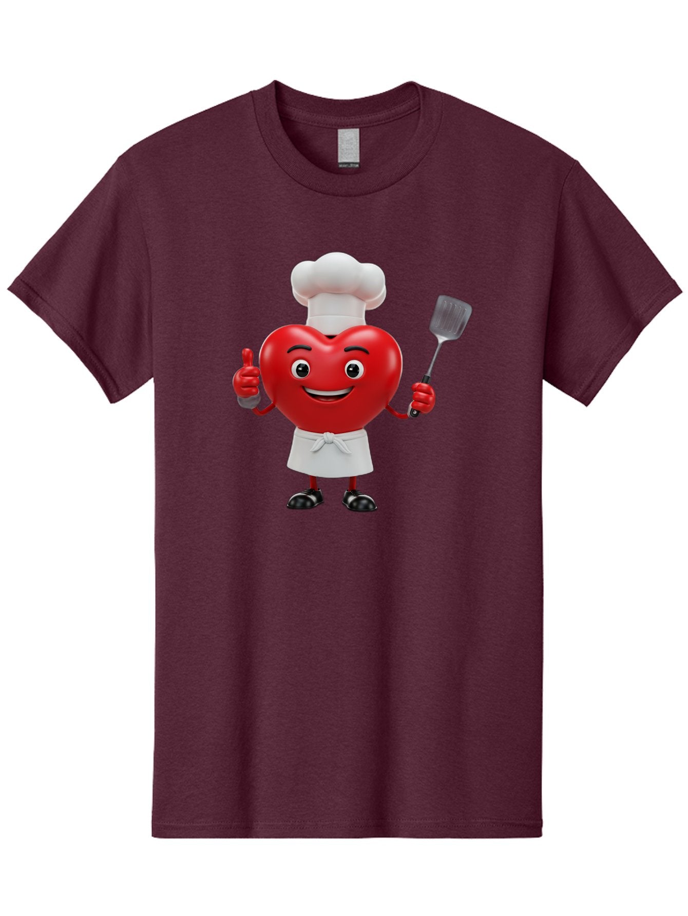 Heart-Chef Men'S Graphic Tee, 100% Cotton, Comfortable Casual Summer Wear, Machine Washable, Heart-Shaped Chef Mascot, Cooking With Love, Chef Hat, White Apron, Thumbs Up, Approval, Kitchen Tool, Culinary Delight, Cartoon Character, Bae198 5