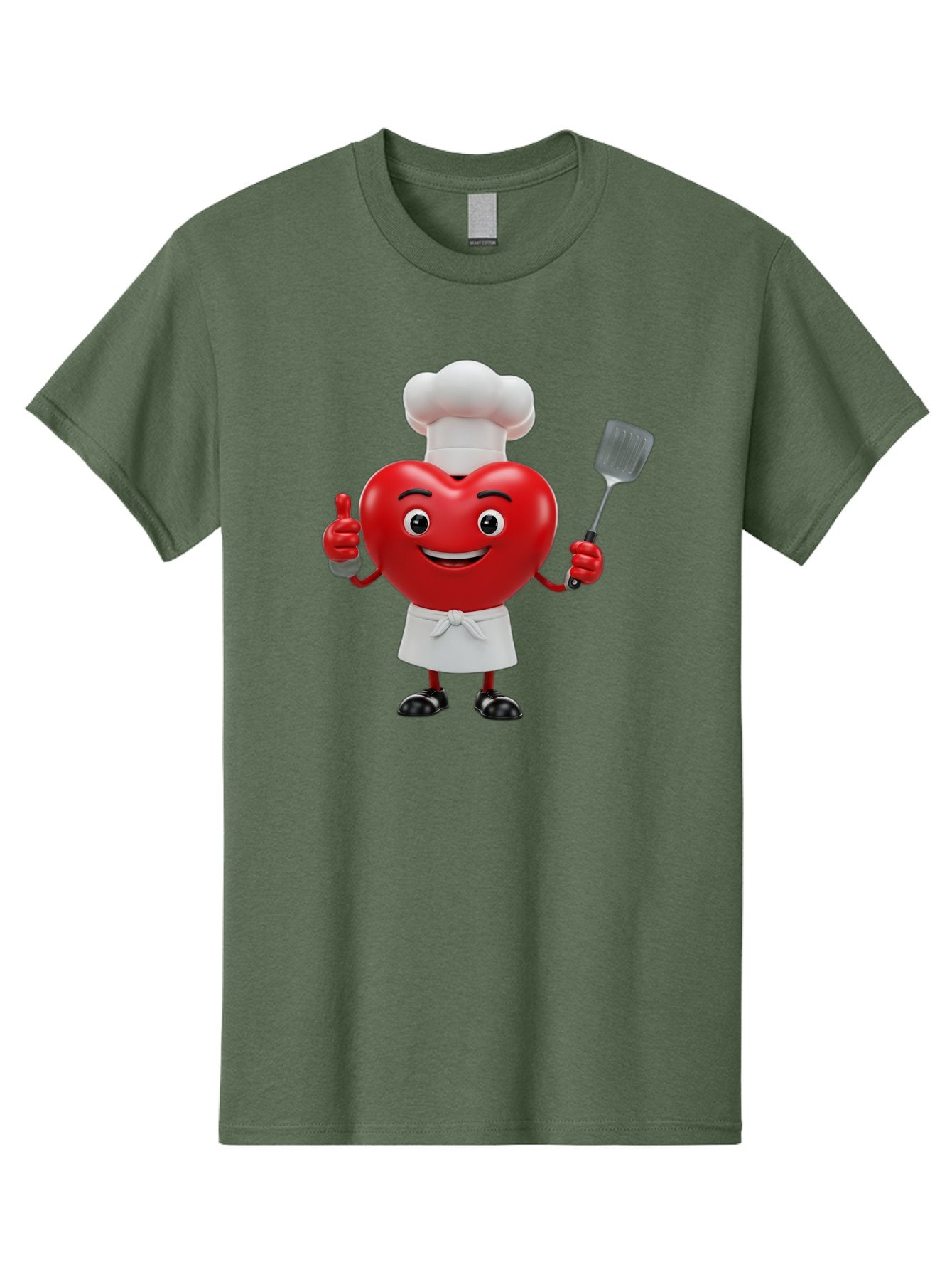 Heart-Chef Men'S Graphic Tee, 100% Cotton, Comfortable Casual Summer Wear, Machine Washable, Heart-Shaped Chef Mascot, Cooking With Love, Chef Hat, White Apron, Thumbs Up, Approval, Kitchen Tool, Culinary Delight, Cartoon Character, Bae198 12