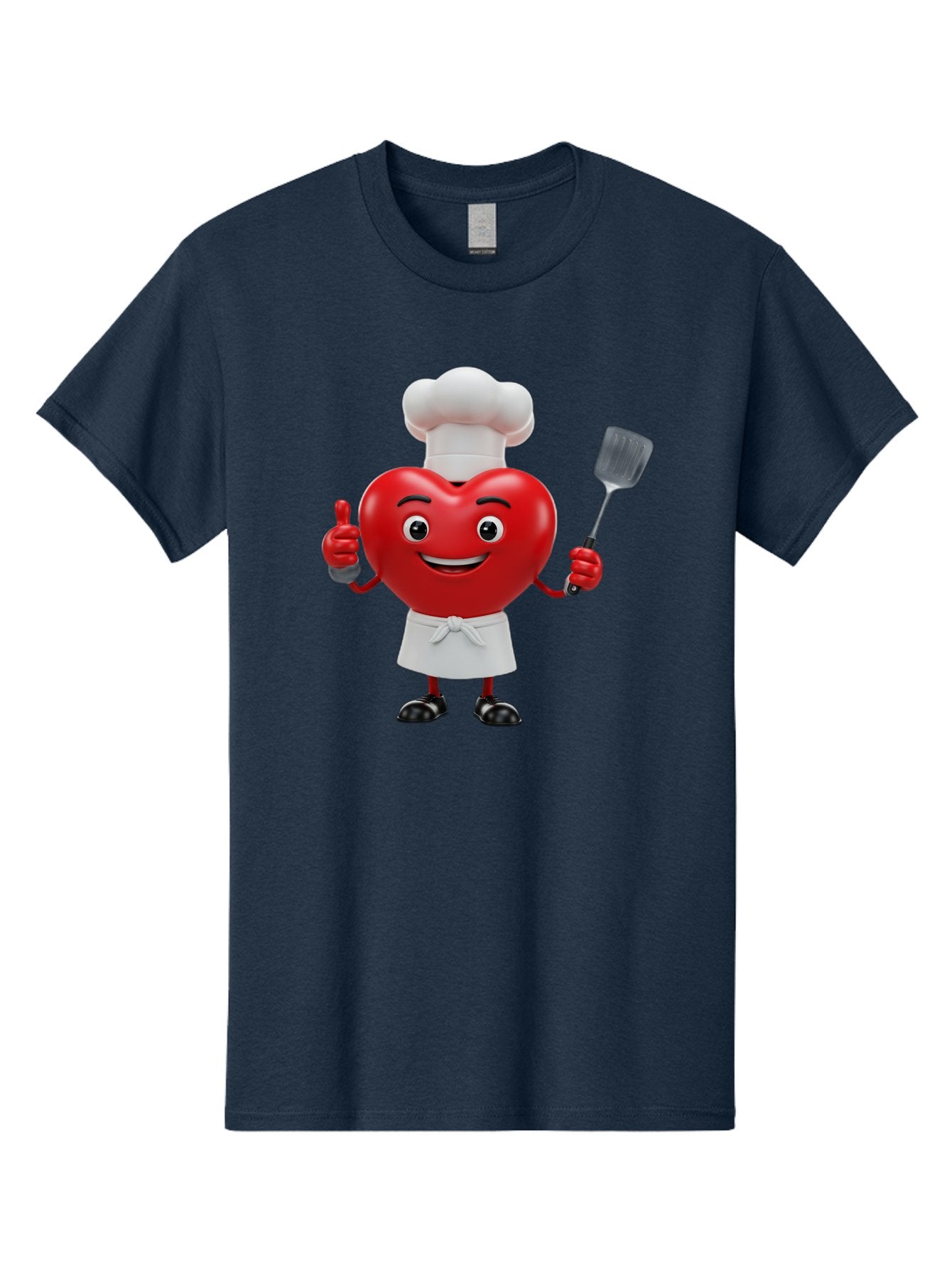 Heart-Chef Men'S Graphic Tee, 100% Cotton, Comfortable Casual Summer Wear, Machine Washable, Heart-Shaped Chef Mascot, Cooking With Love, Chef Hat, White Apron, Thumbs Up, Approval, Kitchen Tool, Culinary Delight, Cartoon Character, Bae198 8