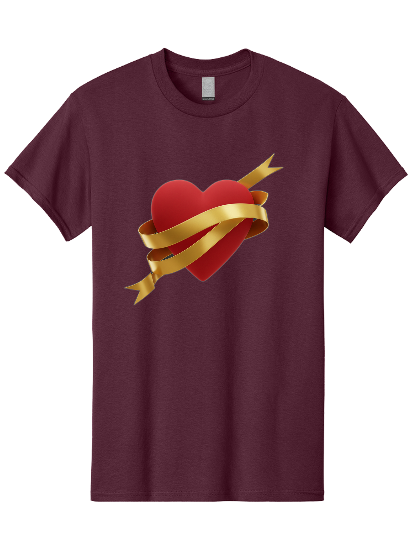Heart-With-Ribbon-And-Arrow Men'S Graphic Tee, 100% Cotton, Comfortable Casual Summer Wear, Machine Washable, Red Heart, Gold Ribbon, Arrow Through Heart, Love Symbol, Valentines Day, Symbol Of Love, Heart With Ribbon Bae200 10
