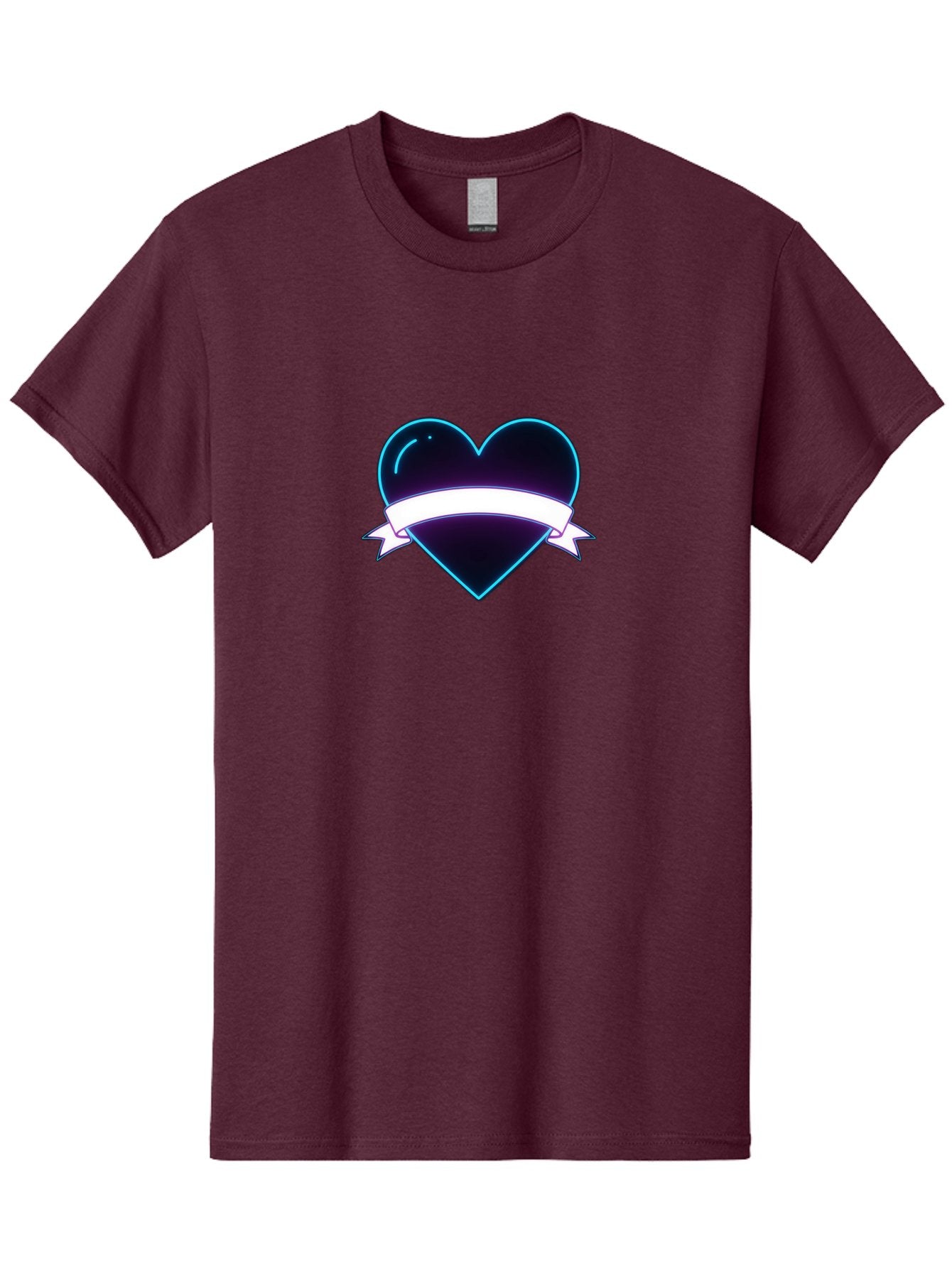 Heart-With-Ribbon Men'S Graphic Tee, 100% Cotton, Comfortable Casual Summer Wear, Machine Washable, Black Heart, White Ribbon, Love Symbol, Heart Icon, Graphic Design Element, Purple Sheen, Shiny Heart, Valentine Symbol Bae201 10