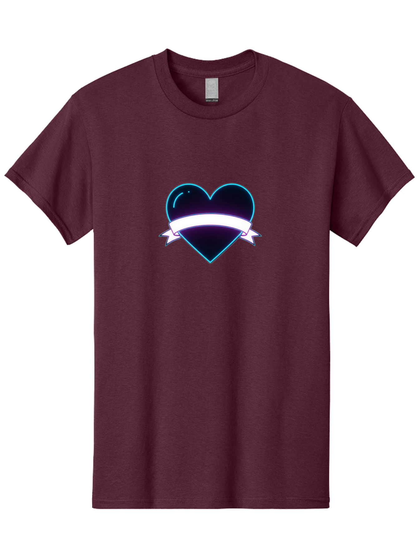 Heart-With-Ribbon Men'S Graphic Tee, 100% Cotton, Comfortable Casual Summer Wear, Machine Washable, Black Heart, White Ribbon, Love Symbol, Heart Icon, Graphic Design Element, Purple Sheen, Shiny Heart, Valentine Symbol Bae201 14