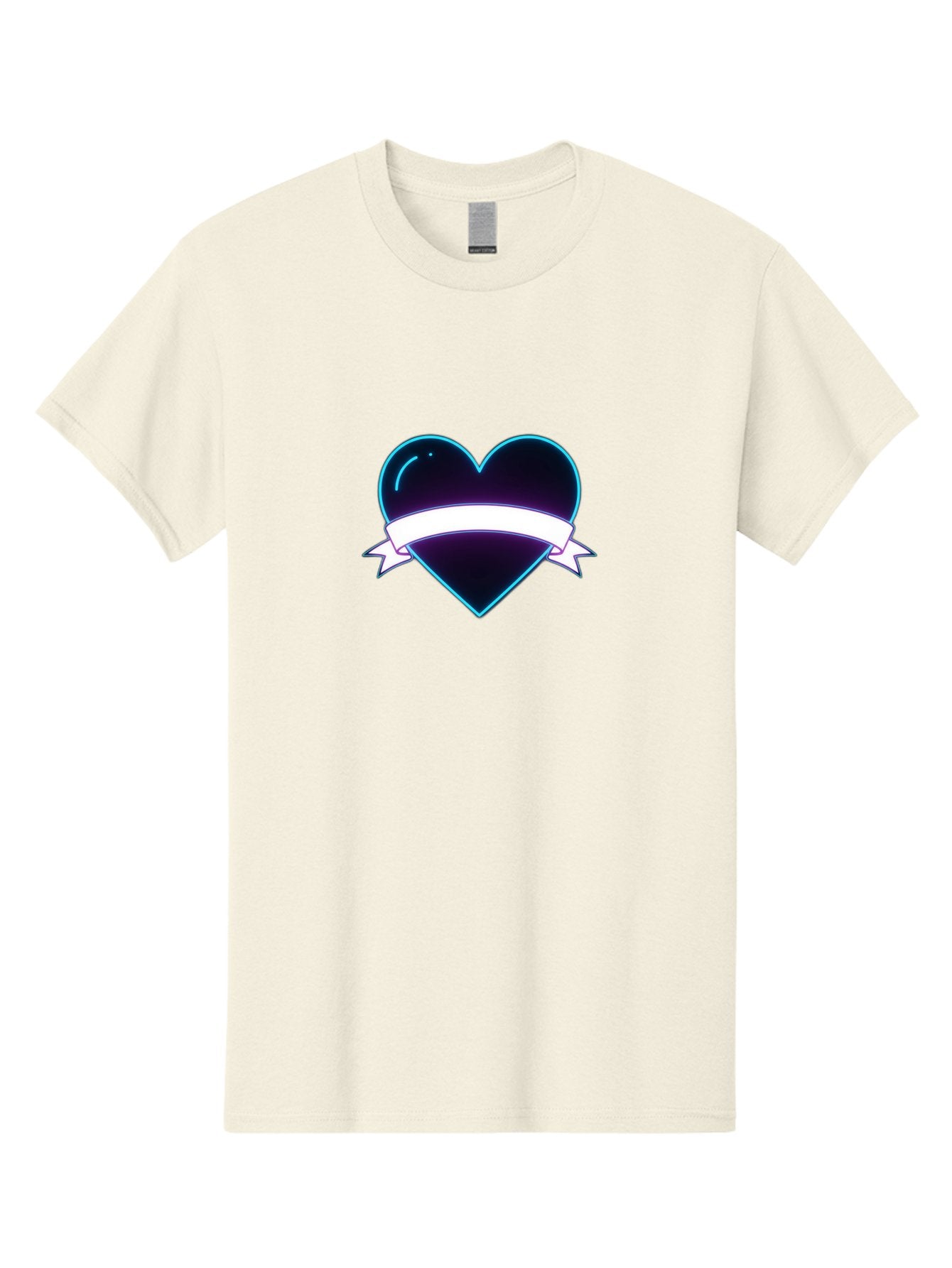 Heart-With-Ribbon Men'S Graphic Tee, 100% Cotton, Comfortable Casual Summer Wear, Machine Washable, Black Heart, White Ribbon, Love Symbol, Heart Icon, Graphic Design Element, Purple Sheen, Shiny Heart, Valentine Symbol Bae201 5
