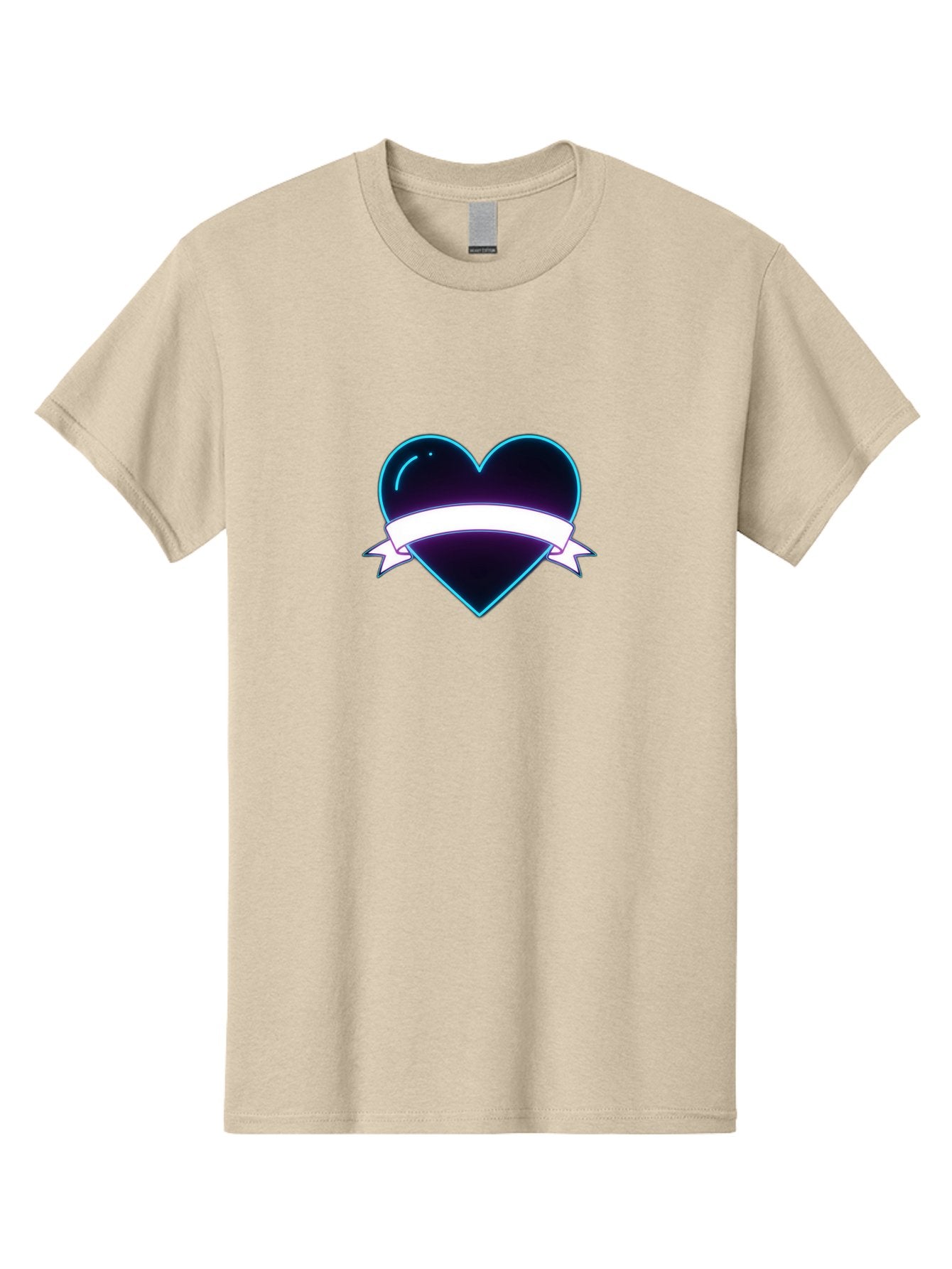 Heart-With-Ribbon Men'S Graphic Tee, 100% Cotton, Comfortable Casual Summer Wear, Machine Washable, Black Heart, White Ribbon, Love Symbol, Heart Icon, Graphic Design Element, Purple Sheen, Shiny Heart, Valentine Symbol Bae201 15