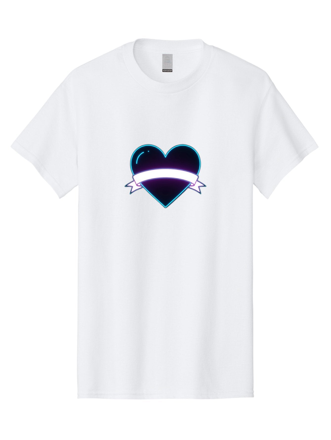 Heart-With-Ribbon Men'S Graphic Tee, 100% Cotton, Comfortable Casual Summer Wear, Machine Washable, Black Heart, White Ribbon, Love Symbol, Heart Icon, Graphic Design Element, Purple Sheen, Shiny Heart, Valentine Symbol Bae201 4