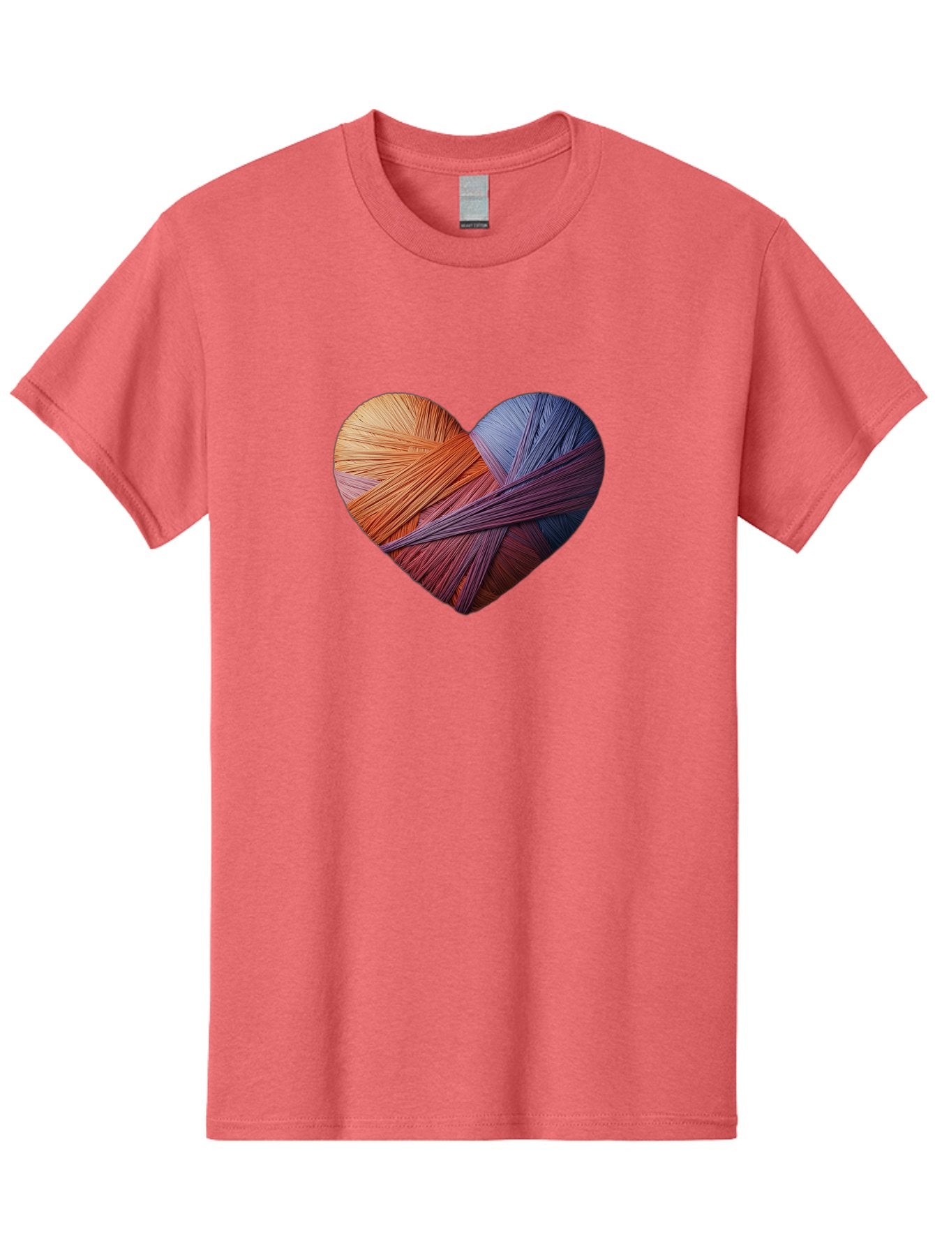 Heart Men'S Graphic Tee, 100% Cotton, Comfortable Casual Summer Wear, Machine Washable, Heart-Shaped Twine, Colorful Threads, Vibrant Colors, Twine Art, Heart Design, Handmade Craft, Creative Expression, Artistic, Yarn, Knitting Bae202