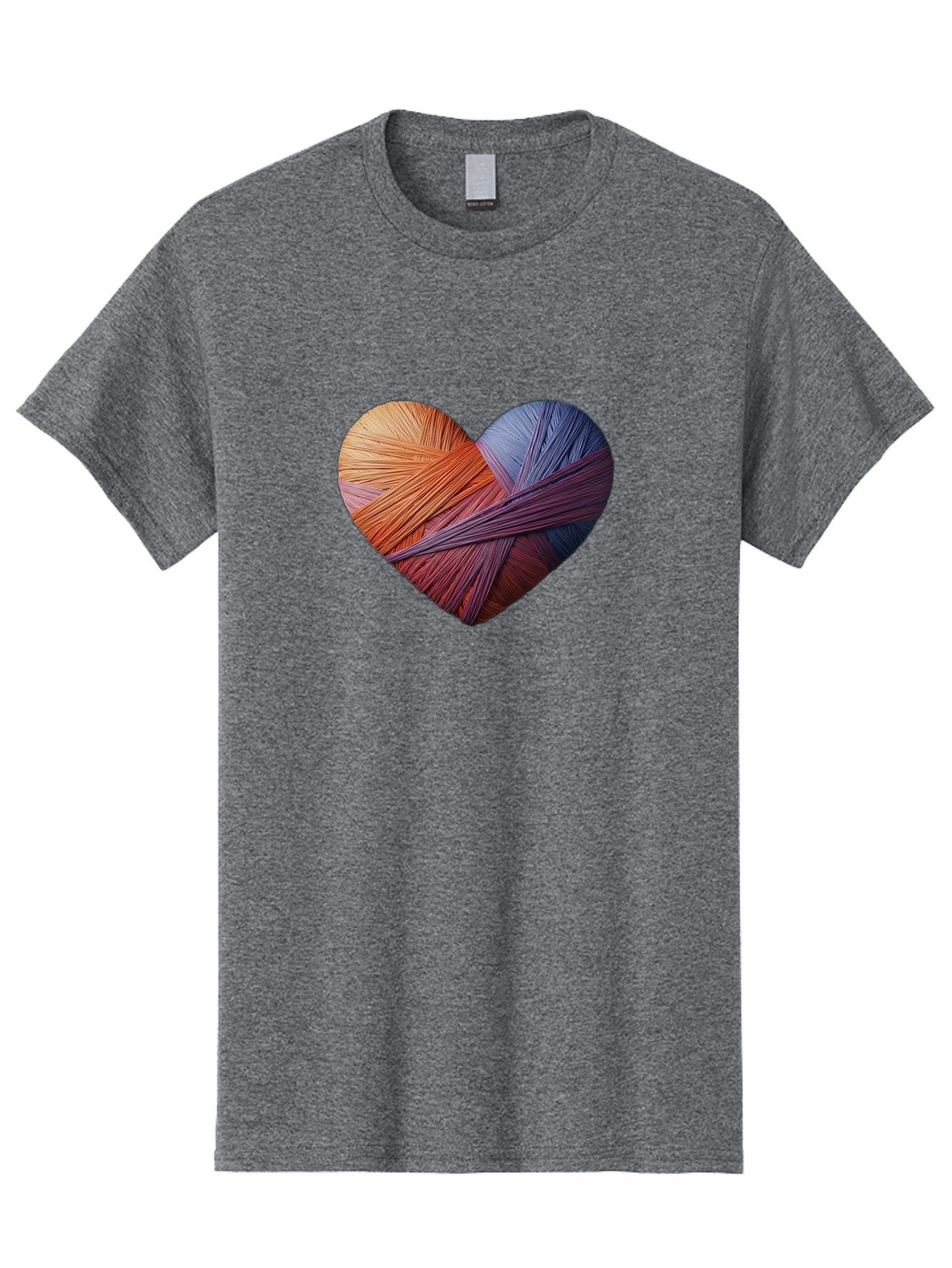 Heart Men'S Graphic Tee, 100% Cotton, Comfortable Casual Summer Wear, Machine Washable, Heart-Shaped Twine, Colorful Threads, Vibrant Colors, Twine Art, Heart Design, Handmade Craft, Creative Expression, Artistic, Yarn, Knitting Bae202 14