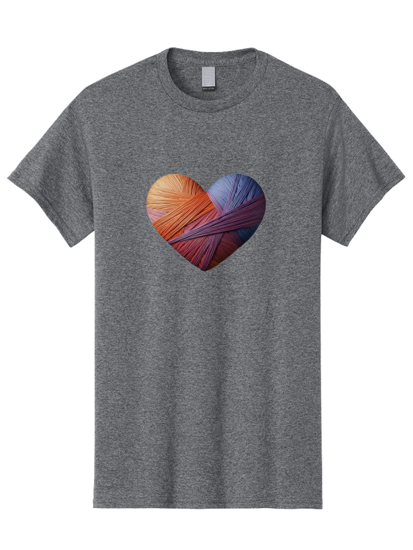 Heart Men'S Graphic Tee, 100% Cotton, Comfortable Casual Summer Wear, Machine Washable, Heart-Shaped Twine, Colorful Threads, Vibrant Colors, Twine Art, Heart Design, Handmade Craft, Creative Expression, Artistic, Yarn, Knitting Bae202