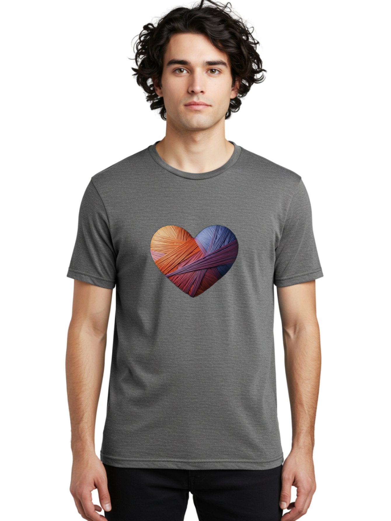 Heart Men'S Graphic Tee, 100% Cotton, Comfortable Casual Summer Wear, Machine Washable, Heart-Shaped Twine, Colorful Threads, Vibrant Colors, Twine Art, Heart Design, Handmade Craft, Creative Expression, Artistic, Yarn, Knitting Bae202 29