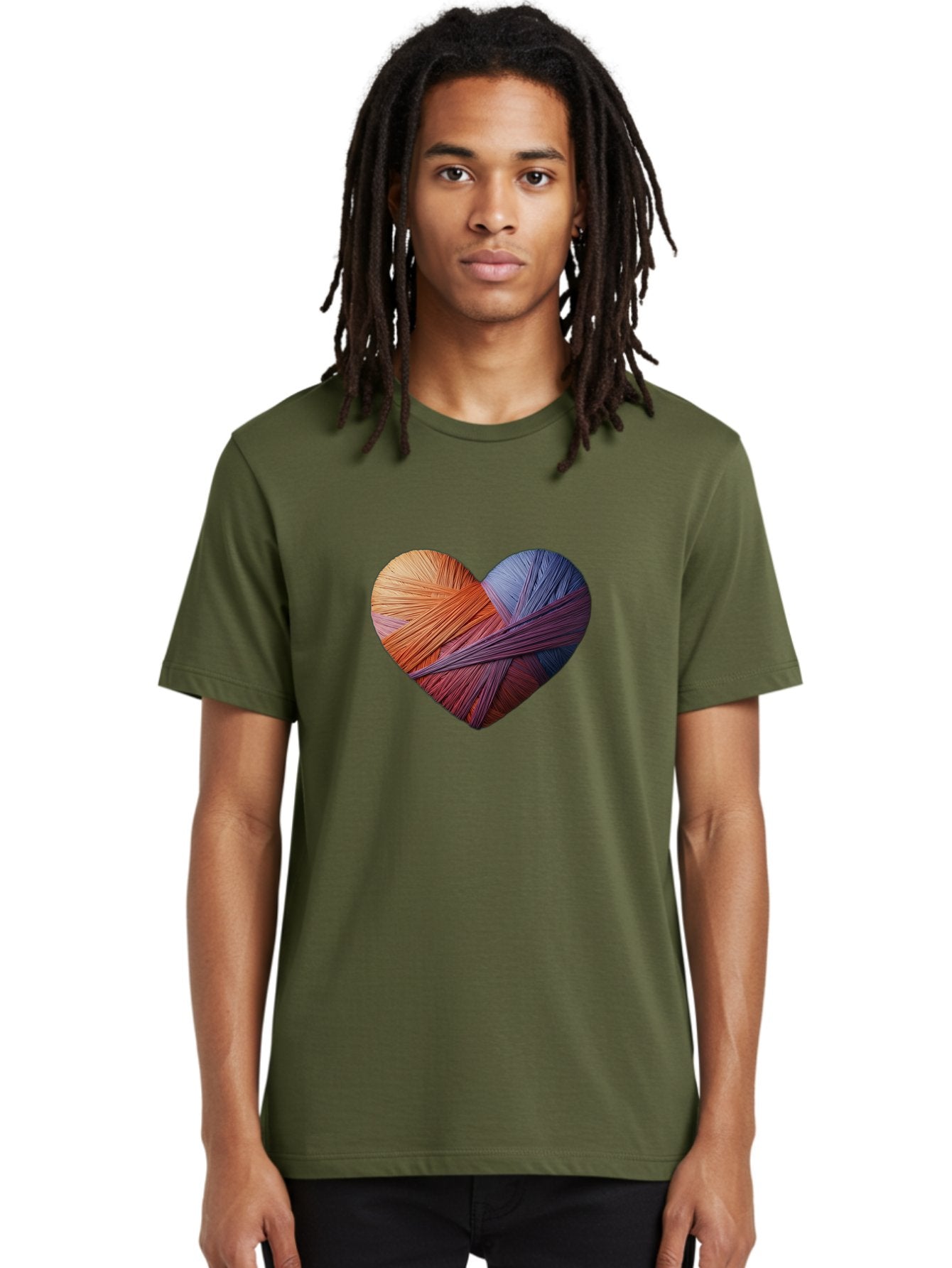 Heart Men'S Graphic Tee, 100% Cotton, Comfortable Casual Summer Wear, Machine Washable, Heart-Shaped Twine, Colorful Threads, Vibrant Colors, Twine Art, Heart Design, Handmade Craft, Creative Expression, Artistic, Yarn, Knitting Bae202 27