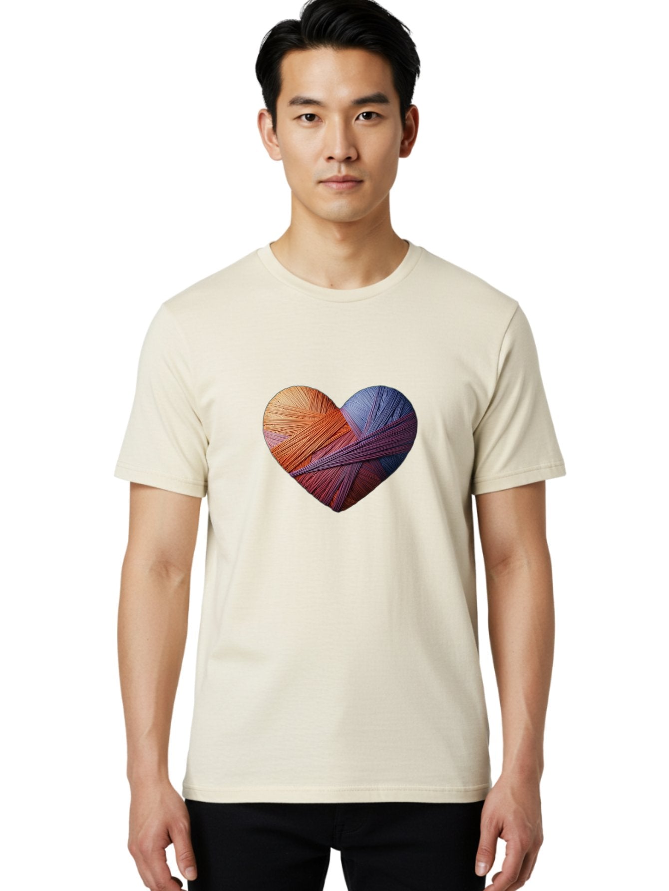 Heart Men'S Graphic Tee, 100% Cotton, Comfortable Casual Summer Wear, Machine Washable, Heart-Shaped Twine, Colorful Threads, Vibrant Colors, Twine Art, Heart Design, Handmade Craft, Creative Expression, Artistic, Yarn, Knitting Bae202 18