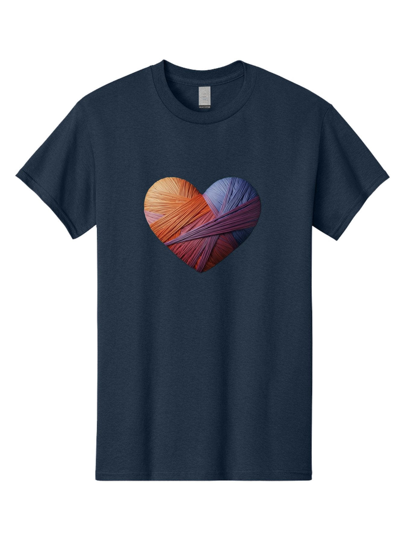 Heart Men'S Graphic Tee, 100% Cotton, Comfortable Casual Summer Wear, Machine Washable, Heart-Shaped Twine, Colorful Threads, Vibrant Colors, Twine Art, Heart Design, Handmade Craft, Creative Expression, Artistic, Yarn, Knitting Bae202