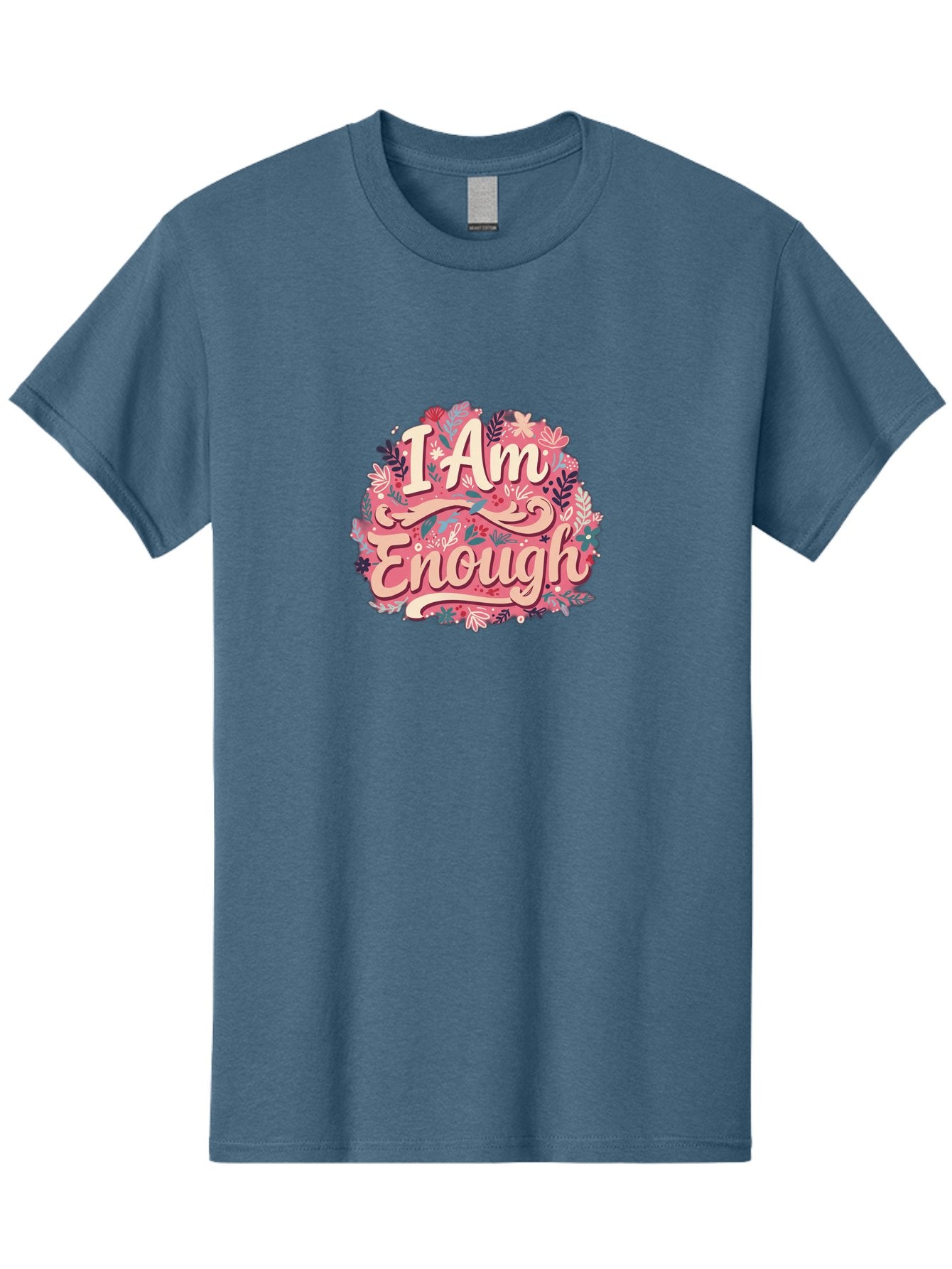 I-Am-Enough-1 Men'S Graphic Tee, 100% Cotton, Comfortable Casual Summer Wear, Machine Washable, Motivational Quote, Affirmation, Floral Design, Feminine Typography, Empowerment, Self-Love, Pink Flowers, Inspirational Art, Positive Thinking, Bae205 8