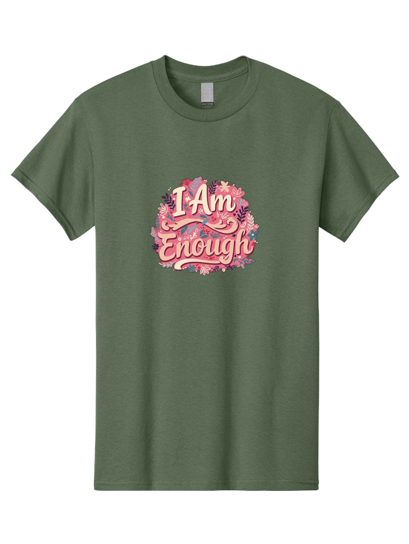 I-Am-Enough-1 Men'S Graphic Tee, 100% Cotton, Comfortable Casual Summer Wear, Machine Washable, Motivational Quote, Affirmation, Floral Design, Feminine Typography, Empowerment, Self-Love, Pink Flowers, Inspirational Art, Positive Thinking, Bae205 11