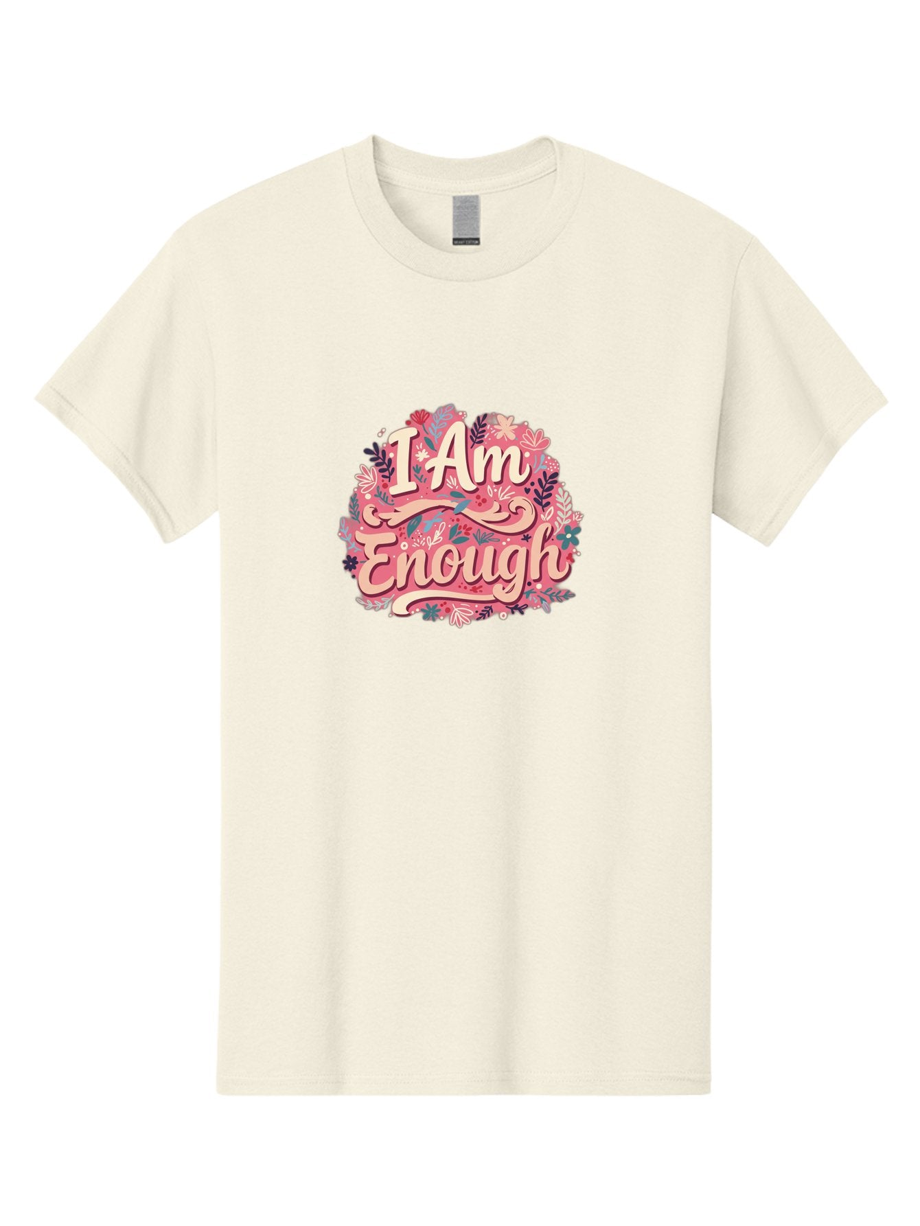 I-Am-Enough-1 Men'S Graphic Tee, 100% Cotton, Comfortable Casual Summer Wear, Machine Washable, Motivational Quote, Affirmation, Floral Design, Feminine Typography, Empowerment, Self-Love, Pink Flowers, Inspirational Art, Positive Thinking, Bae205 9