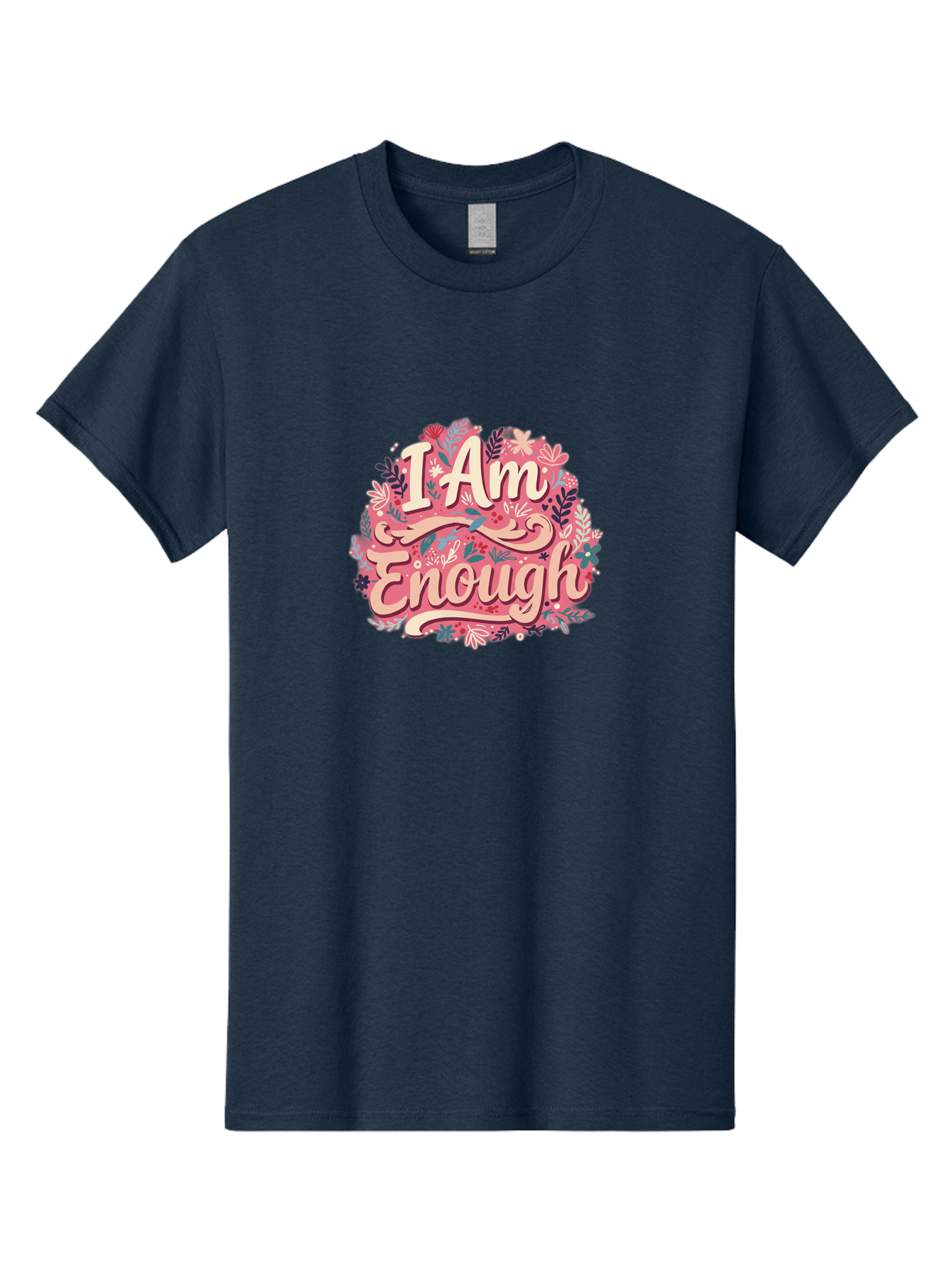 I-Am-Enough-1 Men'S Graphic Tee, 100% Cotton, Comfortable Casual Summer Wear, Machine Washable, Motivational Quote, Affirmation, Floral Design, Feminine Typography, Empowerment, Self-Love, Pink Flowers, Inspirational Art, Positive Thinking, Bae205 12