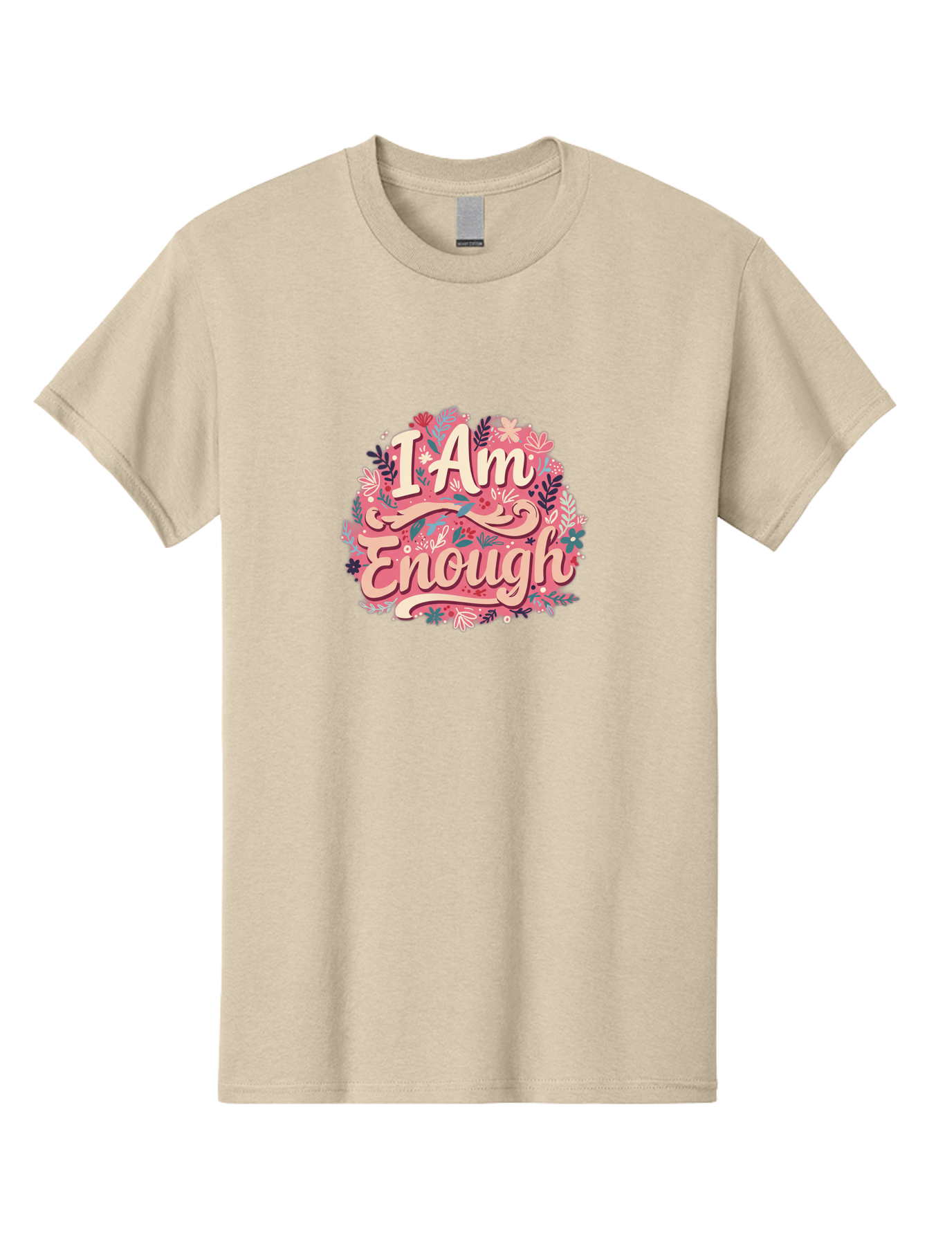 I-Am-Enough-1 Men'S Graphic Tee, 100% Cotton, Comfortable Casual Summer Wear, Machine Washable, Motivational Quote, Affirmation, Floral Design, Feminine Typography, Empowerment, Self-Love, Pink Flowers, Inspirational Art, Positive Thinking, Bae205 8