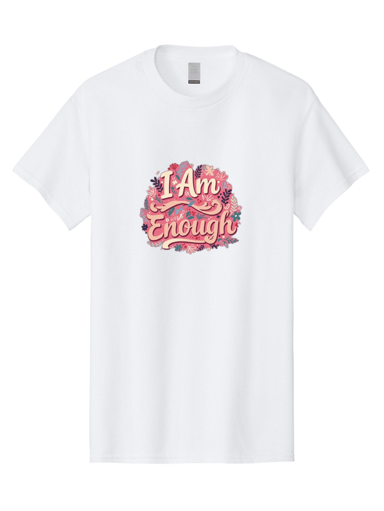 I-Am-Enough-1 Men'S Graphic Tee, 100% Cotton, Comfortable Casual Summer Wear, Machine Washable, Motivational Quote, Affirmation, Floral Design, Feminine Typography, Empowerment, Self-Love, Pink Flowers, Inspirational Art, Positive Thinking, Bae205 6