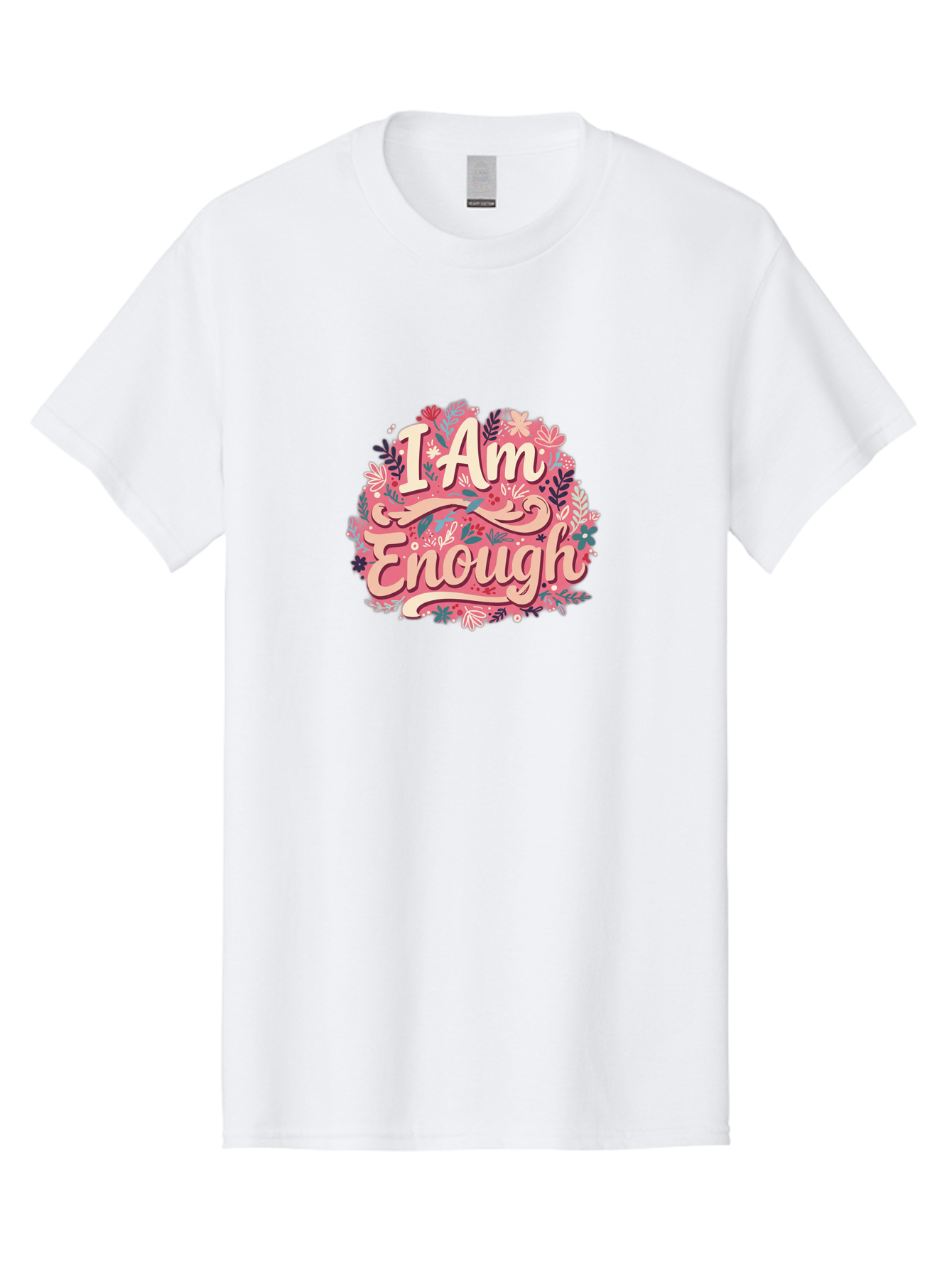 I-Am-Enough-1 Men'S Graphic Tee, 100% Cotton, Comfortable Casual Summer Wear, Machine Washable, Motivational Quote, Affirmation, Floral Design, Feminine Typography, Empowerment, Self-Love, Pink Flowers, Inspirational Art, Positive Thinking, Bae205 7
