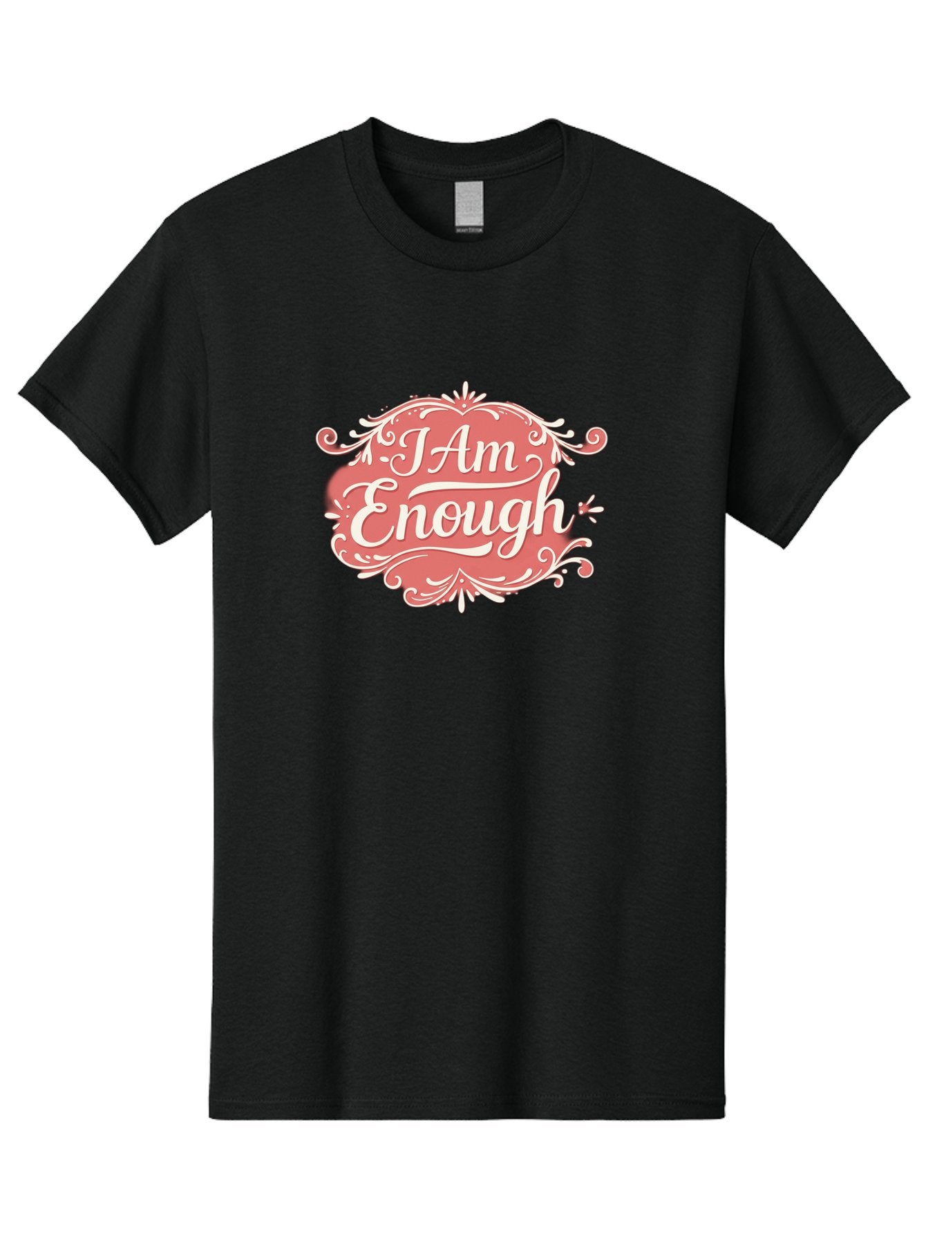 I-Am-Enough-3 Men'S Graphic Tee, 100% Cotton, Comfortable Casual Summer Wear, Machine Washable, Positive Affirmation, Self Love, Empowerment, Motivational Quote, Inspirational Message, Pink And White Design, Floral Elements, Bae207 8