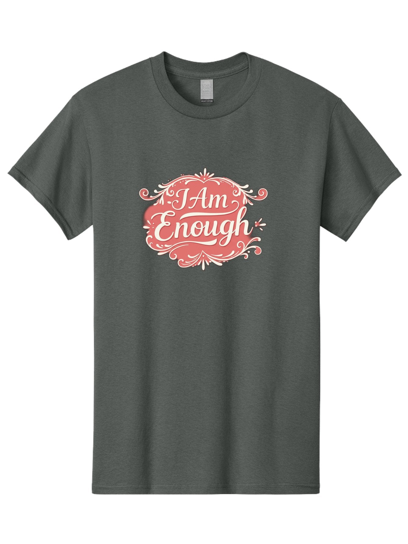 I-Am-Enough-3 Men'S Graphic Tee, 100% Cotton, Comfortable Casual Summer Wear, Machine Washable, Positive Affirmation, Self Love, Empowerment, Motivational Quote, Inspirational Message, Pink And White Design, Floral Elements, Bae207 3