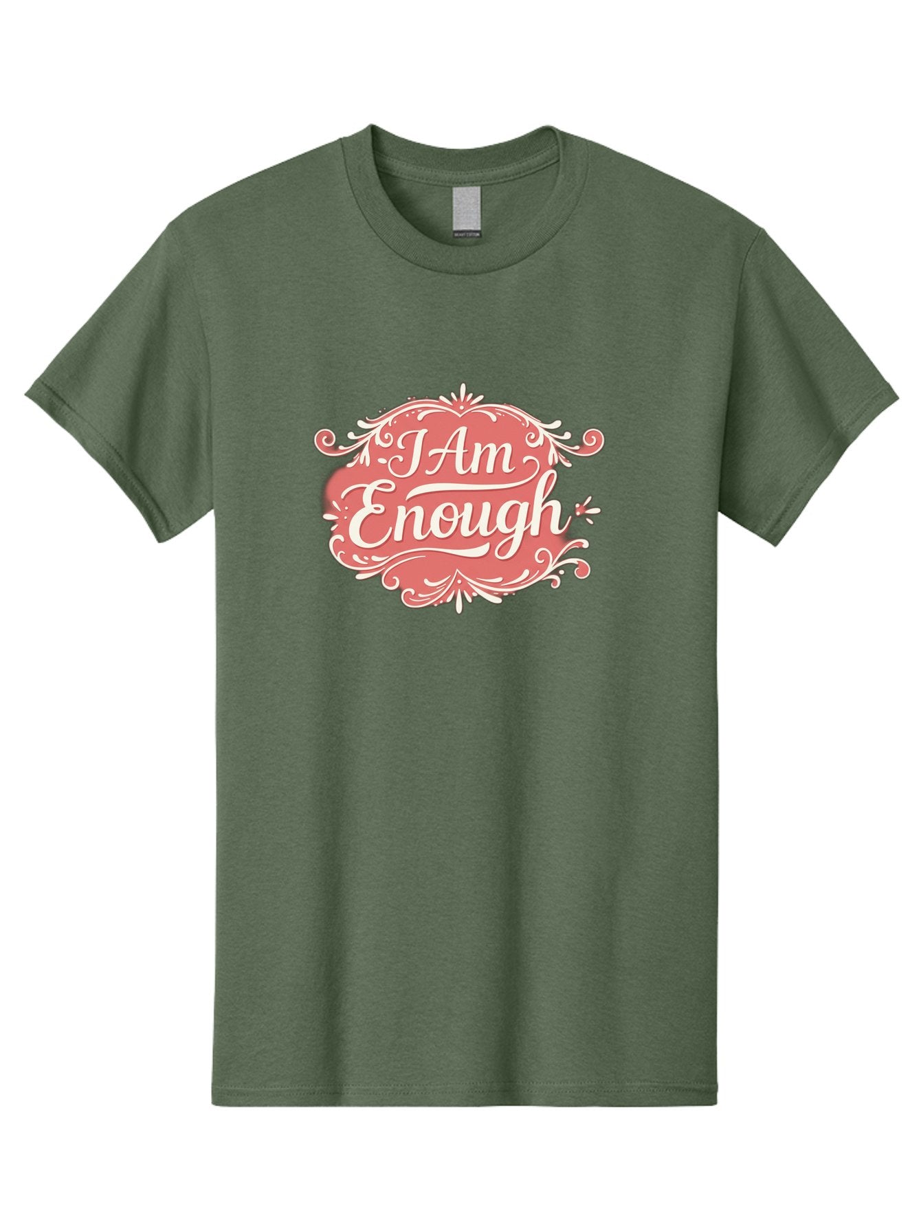I-Am-Enough-3 Men'S Graphic Tee, 100% Cotton, Comfortable Casual Summer Wear, Machine Washable, Positive Affirmation, Self Love, Empowerment, Motivational Quote, Inspirational Message, Pink And White Design, Floral Elements, Bae207 15