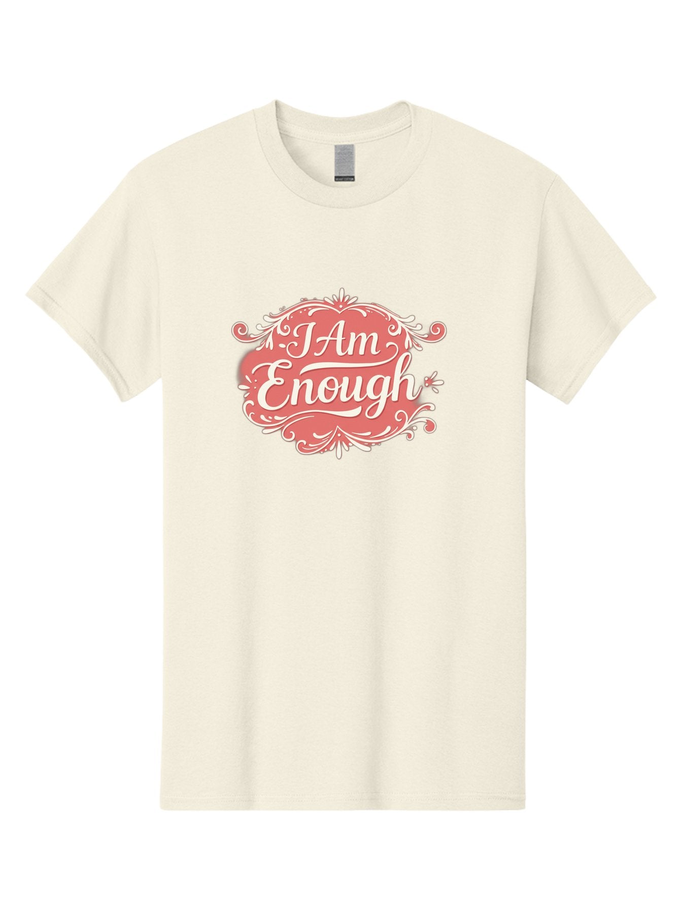 I-Am-Enough-3 Men'S Graphic Tee, 100% Cotton, Comfortable Casual Summer Wear, Machine Washable, Positive Affirmation, Self Love, Empowerment, Motivational Quote, Inspirational Message, Pink And White Design, Floral Elements, Bae207 7