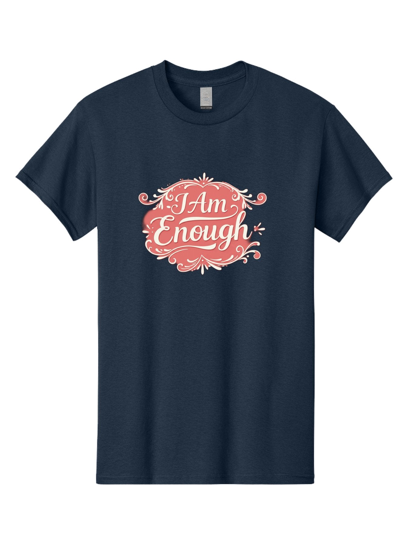 I-Am-Enough-3 Men'S Graphic Tee, 100% Cotton, Comfortable Casual Summer Wear, Machine Washable, Positive Affirmation, Self Love, Empowerment, Motivational Quote, Inspirational Message, Pink And White Design, Floral Elements, Bae207 13