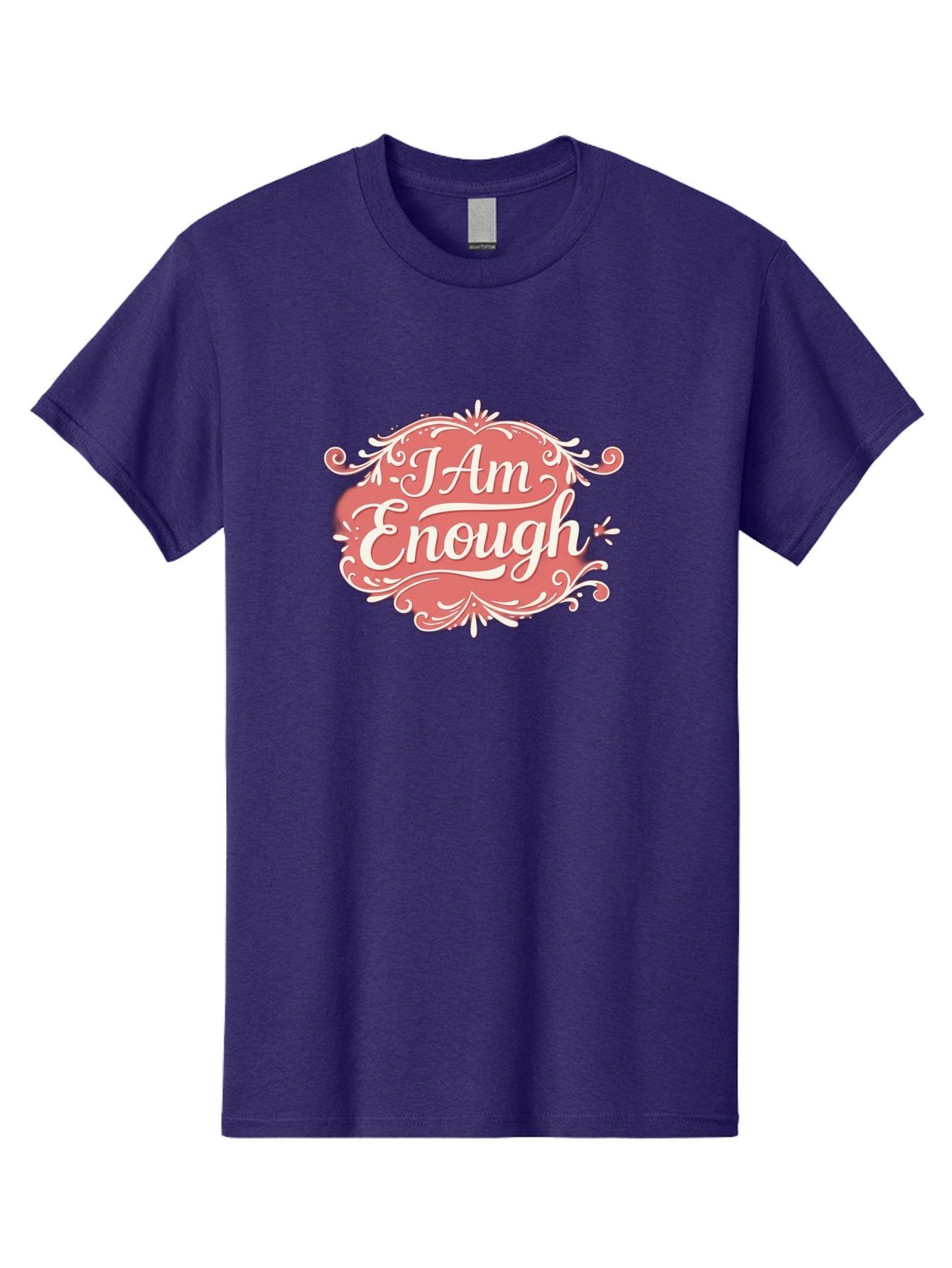 I-Am-Enough-3 Men'S Graphic Tee, 100% Cotton, Comfortable Casual Summer Wear, Machine Washable, Positive Affirmation, Self Love, Empowerment, Motivational Quote, Inspirational Message, Pink And White Design, Floral Elements, Bae207 5