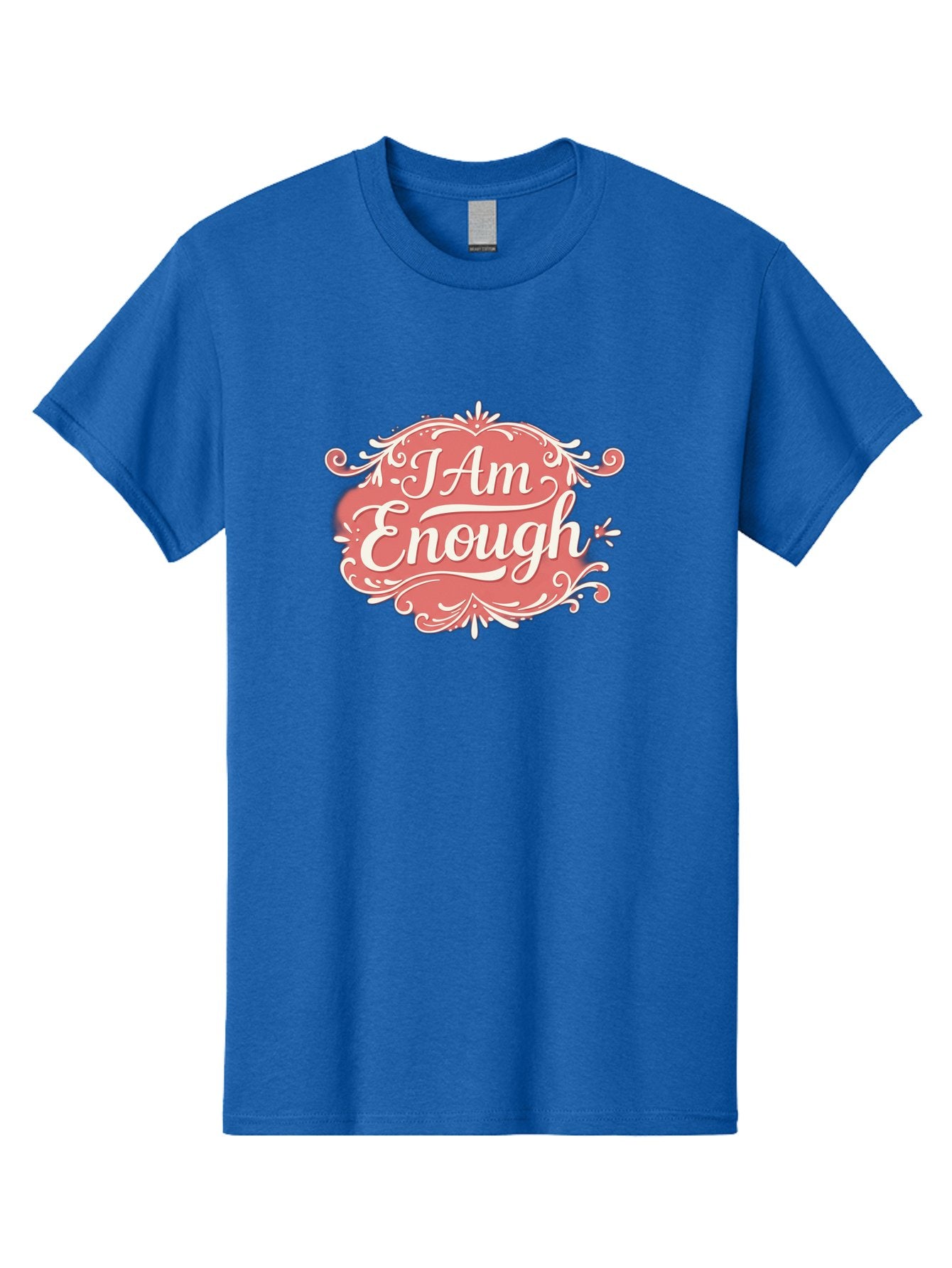 I-Am-Enough-3 Men'S Graphic Tee, 100% Cotton, Comfortable Casual Summer Wear, Machine Washable, Positive Affirmation, Self Love, Empowerment, Motivational Quote, Inspirational Message, Pink And White Design, Floral Elements, Bae207 10