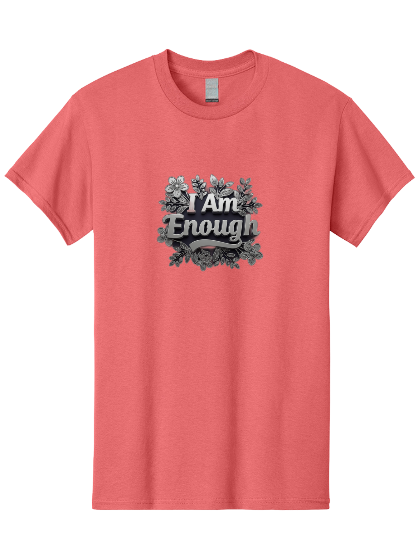 I-Am-Enough-4 Men'S Graphic Tee, 100% Cotton, Comfortable Casual Summer Wear, Machine Washable, Empowerment Quote, Floral Wreath, Inspirational Message, Self-Love Affirmation, Motivational Phrase, Confidence Booster, Positive Words Bae208
